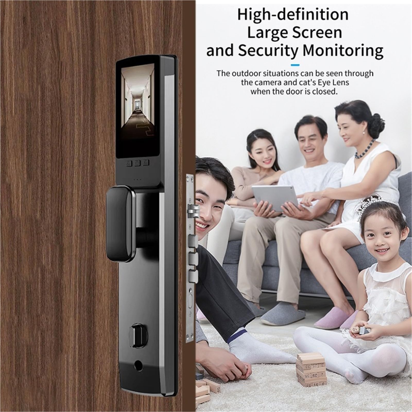 Serratura Smart, Riconoscimento biometrico Smart Door Lock Controllo remoto Impronta digitale Password IC Card APP Wifi Blocco sblocco,per camere da letto, uffici e hotel(D6s-Gray-6068R)