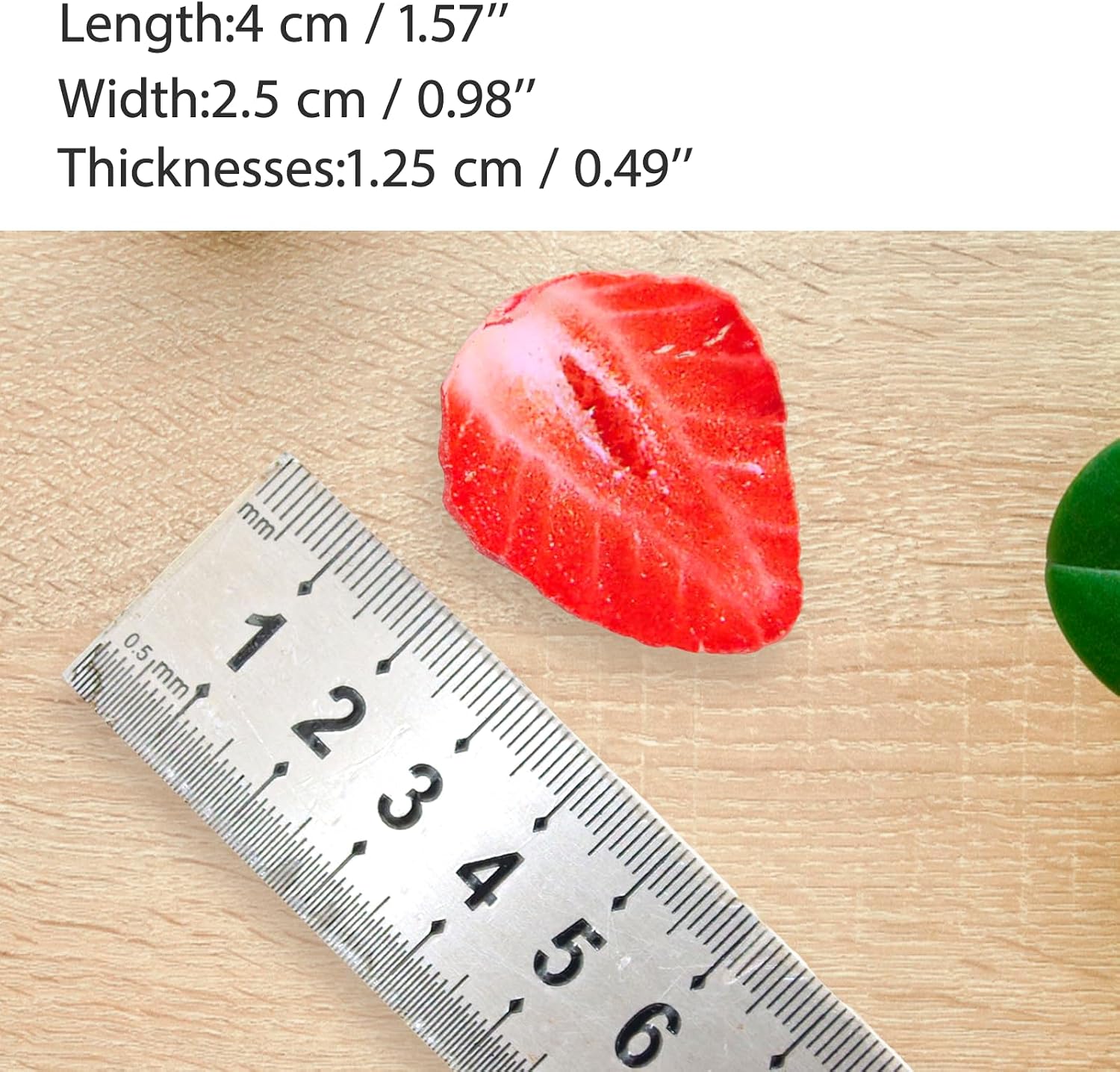 10 Pcs Artificial Strawberry Blocks, Fake Lifelike Fruit Plastic Half Strawberries Decorations for Home Kitchen Party