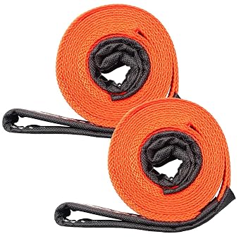 XSTRAP STANDARD 2PCS 1" x 6.5ft Lifting Sling, 2000 lbs Vertical / 1600 lbs Choker / 4000 lbs Basket Capacity, 51 Safety Factor, Twist Eye Polyester Web Slings for Rigging, Hoist, Tree Stump Removal