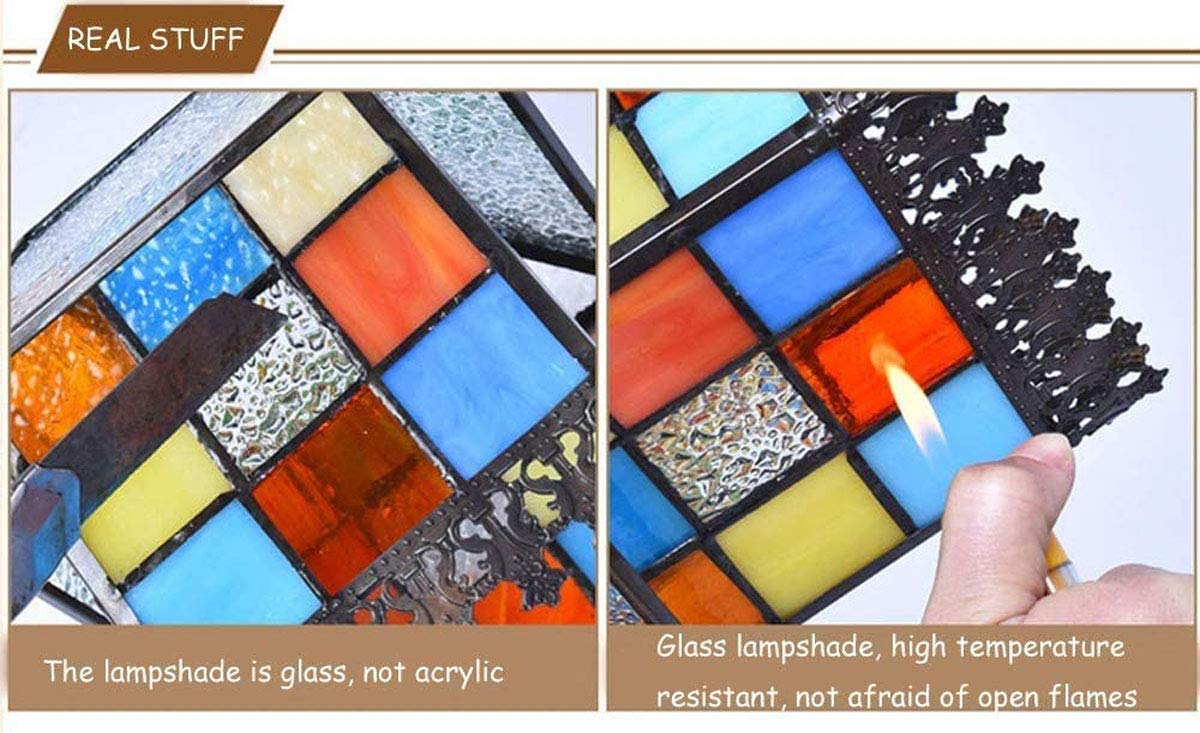 Tiffany-Stil Ø30cm Handgemacht Art Dekorative Schreibtischlampe Vintage Pastoral Glas Schlafzimmer Nachttischlampe Mit Schalter Bar Cafe Retro Büro Studie Tischlampe Nachtlicht 52cm hoch E27 MAX40W