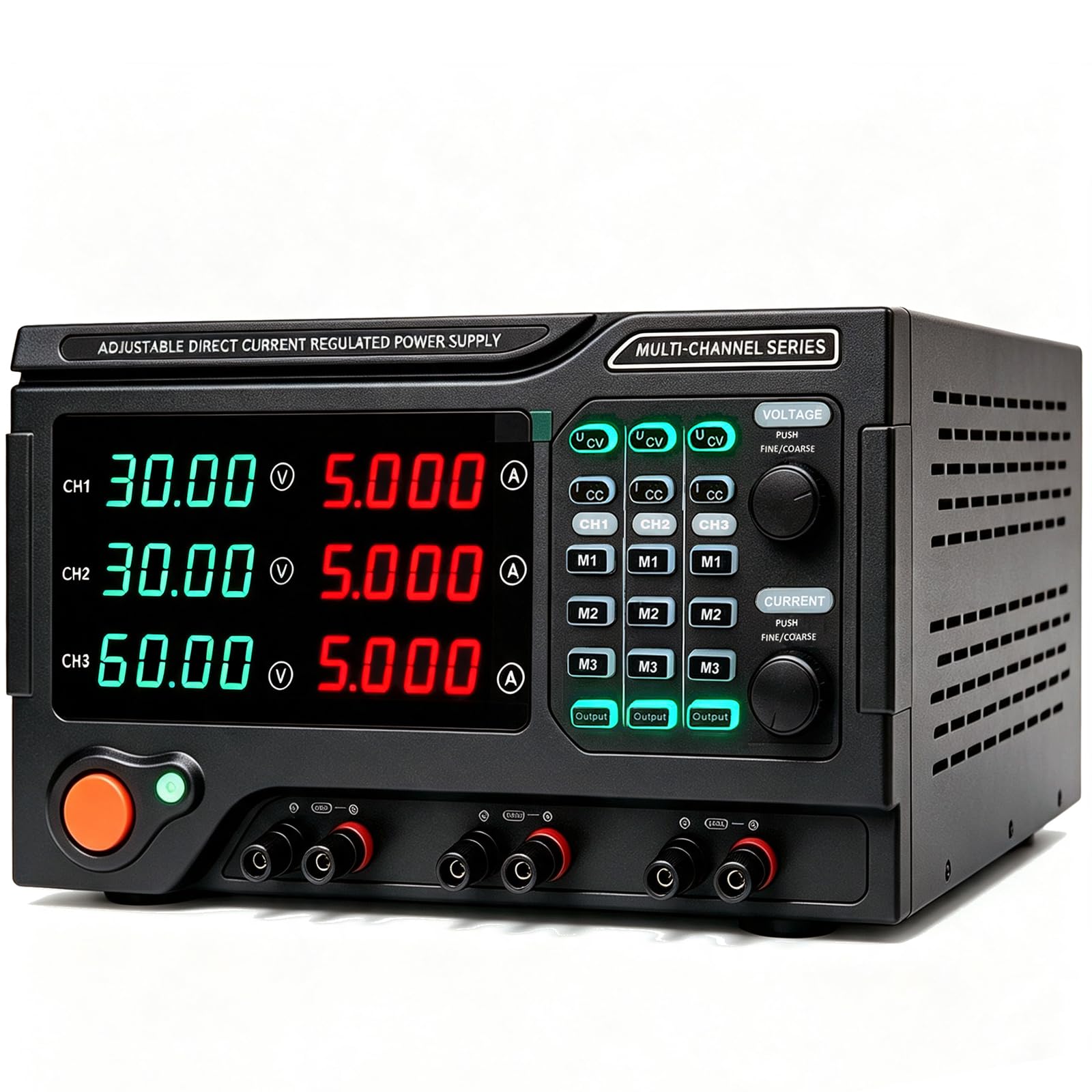 Programmierbares Labornetzteil 600W (3 Kanäle), Regelbar 30V5A+30V5A+60V5A, Hochpräzise Labornetzgerät mit USB, RS232, RS485