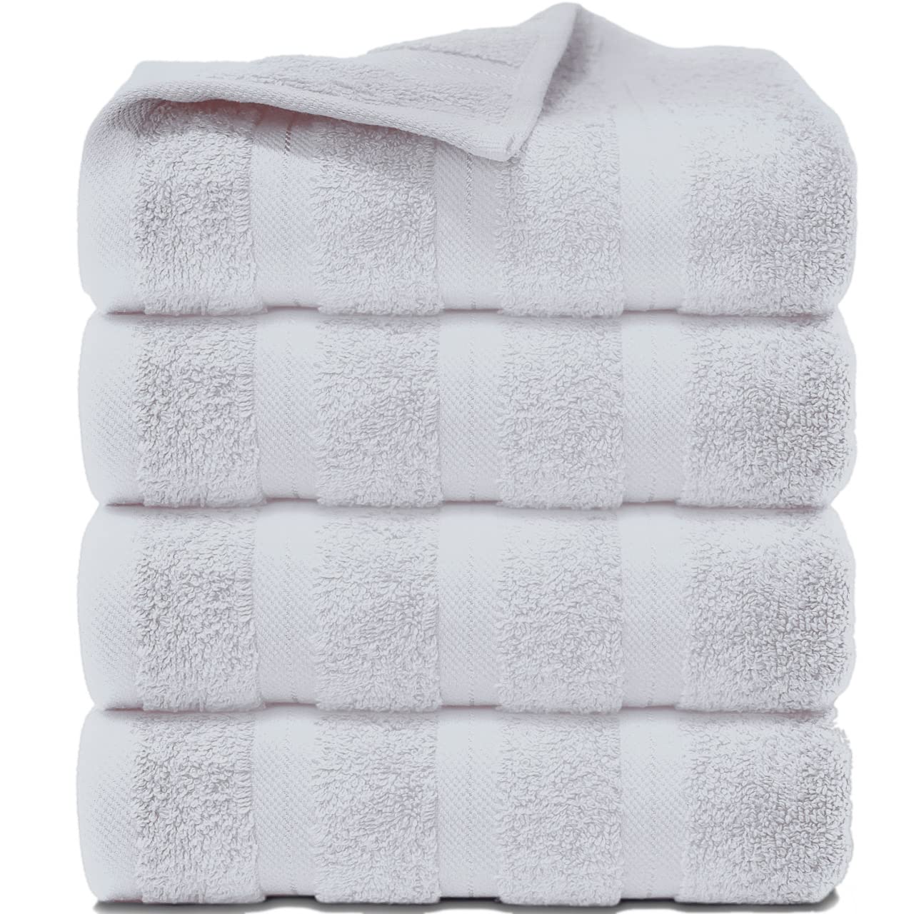 Zzzmrh White Premium Quality 4 Cotton Hand Towels 650 Gsm Set (50X90 Cm) Super Soft For Gym, Spa & Pool