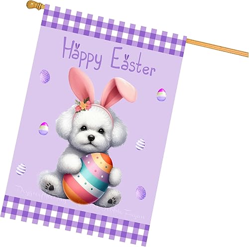 Miniatura 3 de Chow Chow Easter Day Dog House Flags for Home Decorations - Double Sided Yard Lawn Easter Festival Decorative Gift - Holiday Dogs Flag Decor 12 12"w