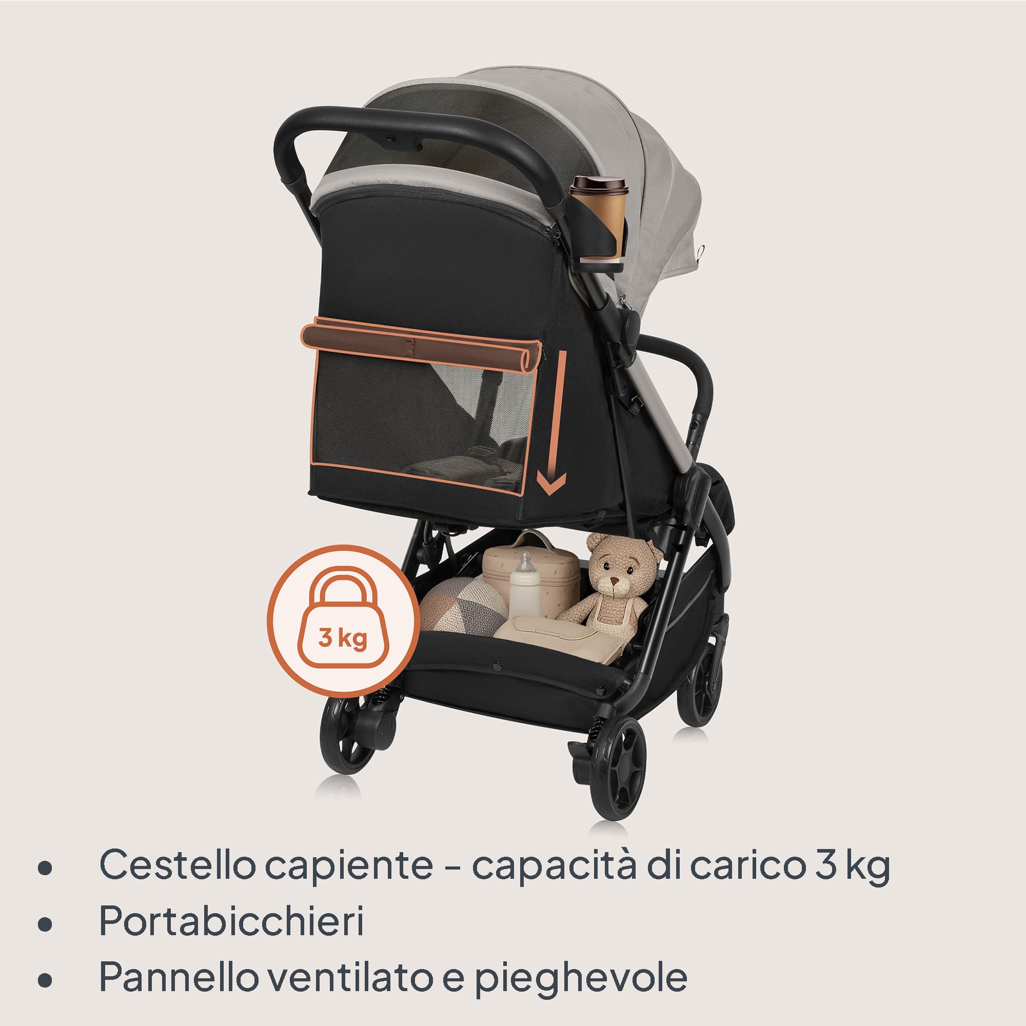 LIONELO Julie Air Passeggino da Viaggio Compatto per Aereo fino a 22 kg | Da 6 Mesi a 4 Anni, Leggero, Ruote Girevoli 360° con Sospensione, Chiusura a Una Mano, Schienale Regolabile, Tettuccio UPF50+