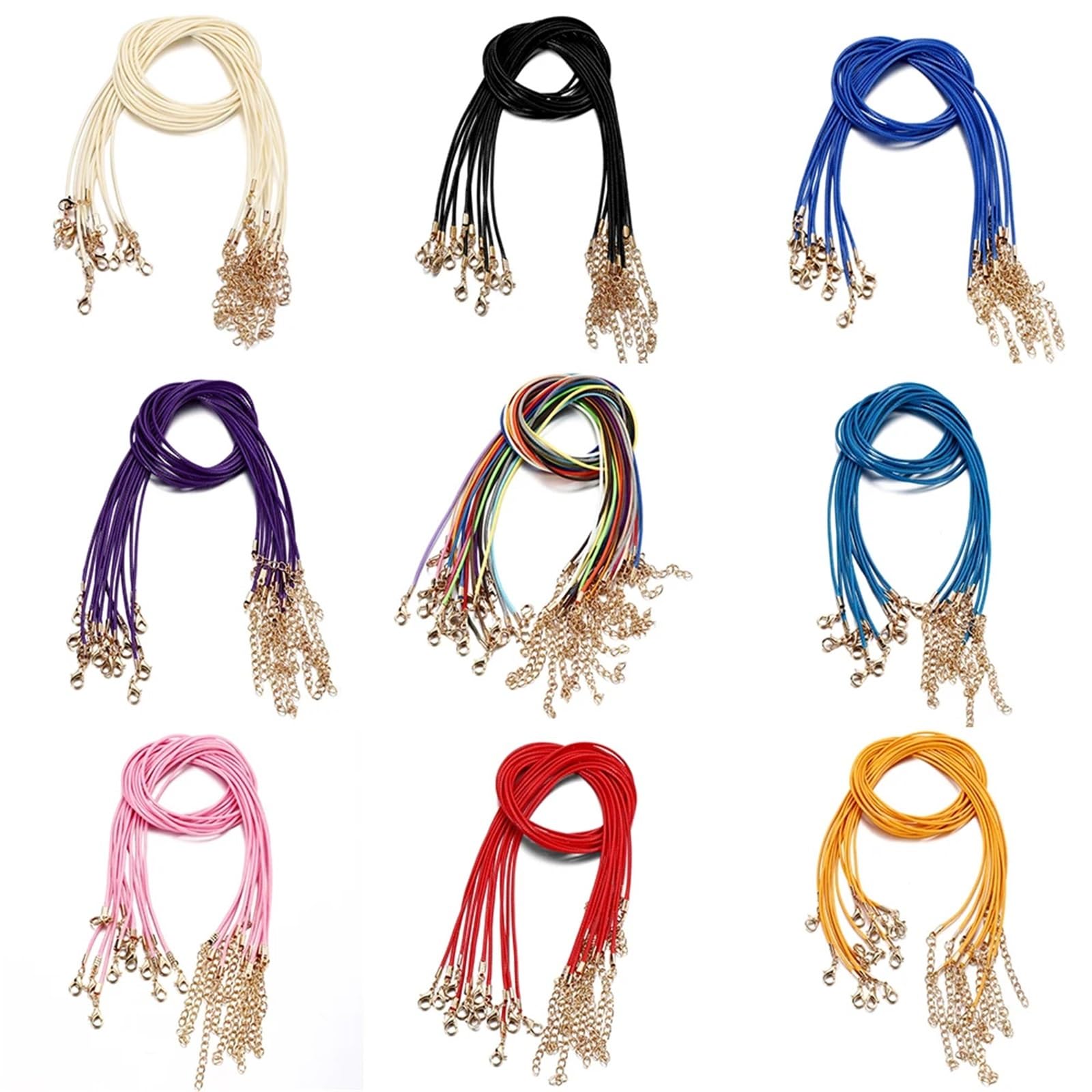 Anenog Purple Leather Necklace Cord With Clasps 100Pcs 1.5Mm Handmade Leather With Lobster Clasp String Cord Adjustable Braided Rope For Diy Necklaces Pendant Charms Findings(Purple)