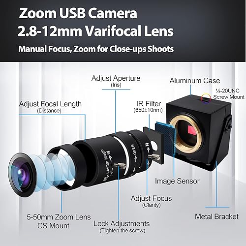 Miniatura 4 de SVPRO Cámara web con zoom para laptop, cámara USB de 8 MP para PC de 0.110-0.472 in de longitud corta de Forcal Macro, cámara USB2.0 UVC con zoom