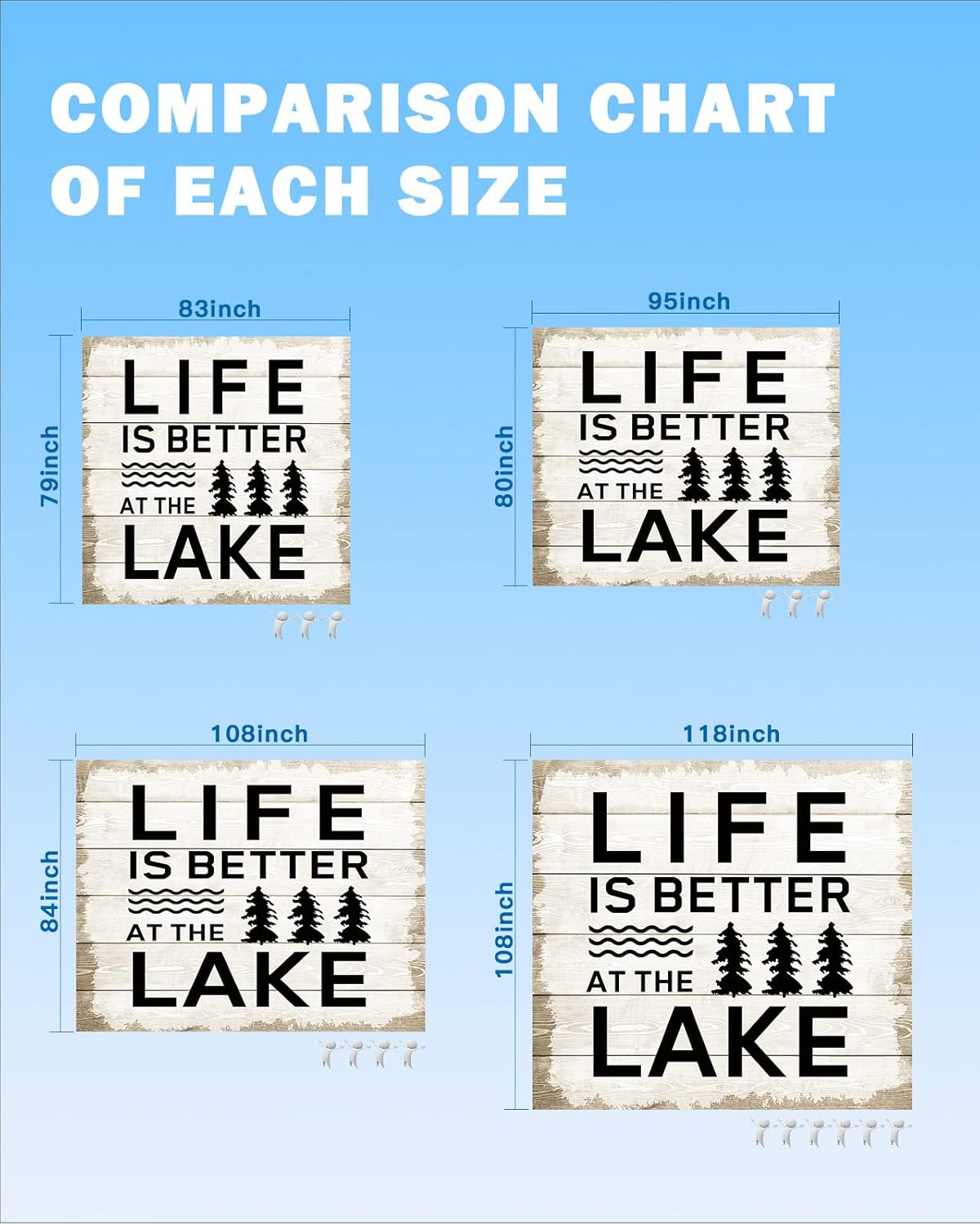Summer Quotes Lake and Forest Beach Blanket Waterproof Sandproof Outdoor Picnic Mat 95"x80" Farm Wooden Frain Lightweight Large Beaach Blankets with 4 Stake & 4 Corner Pockets