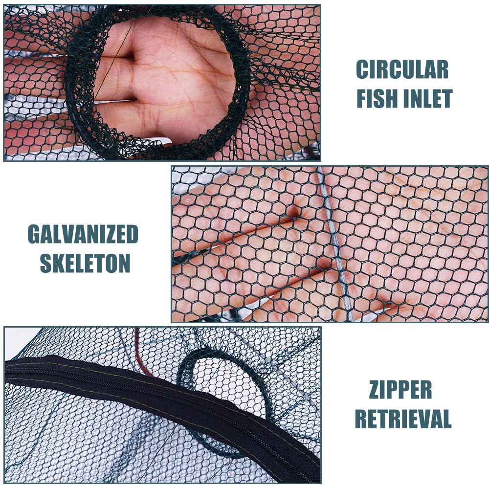Nasse a Poisson, 50 x 20cm Filet Peche, Pliable Nasse a Ecrevisse, Fish Trap pour Crevettes Écrevisses Homards Anguilles
