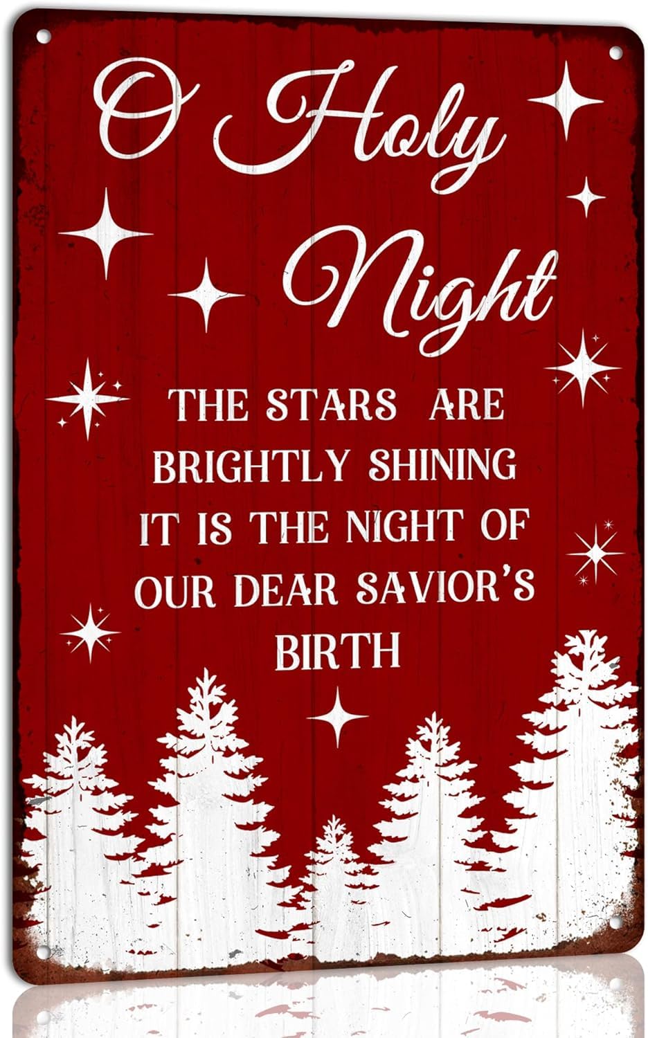 Anceky Holy Christmas Night Christmas Metal Tin Sign Christmas Wall Art Decor for Home Cafe Bar Store Kitchen Farmhouse Winter Retro Wall Decor Plaque 12x16 Inch