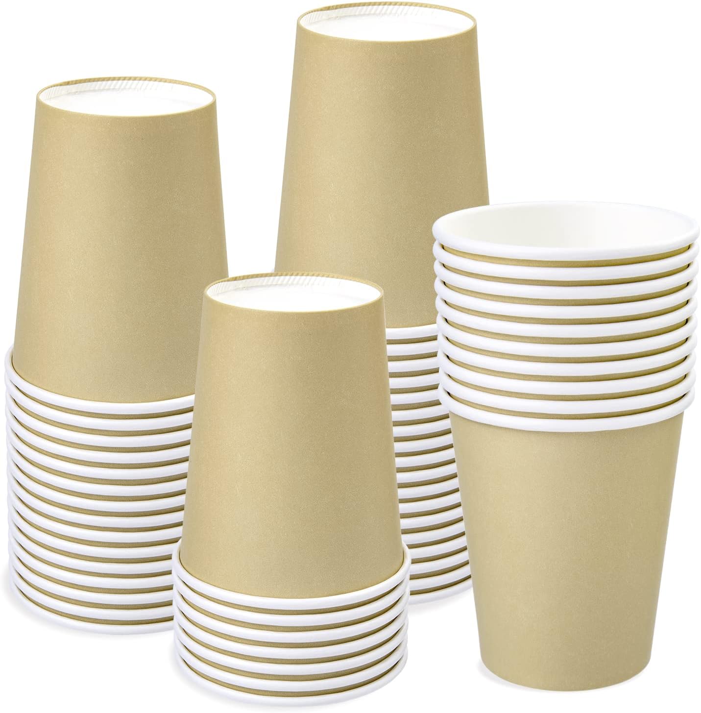 Fniiva 50 Pack Khaki Disposable Hot Cups,8 Oz Disposable