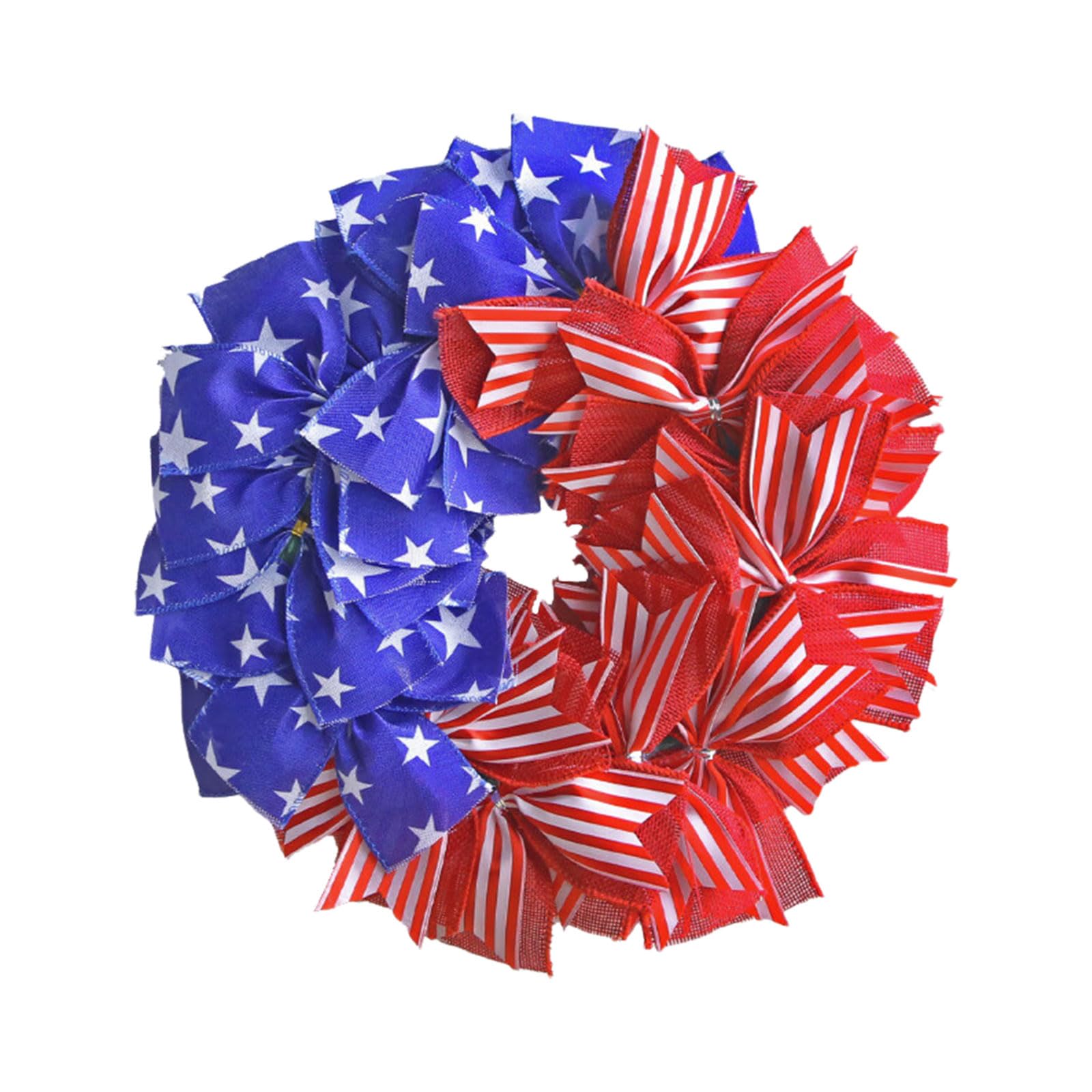 Kalttoy Independence Day Themed Fabric Wreath Hanging Ornament for Doorway Window Holiday Decoration July Fourth Celebration Celebratory Window Display