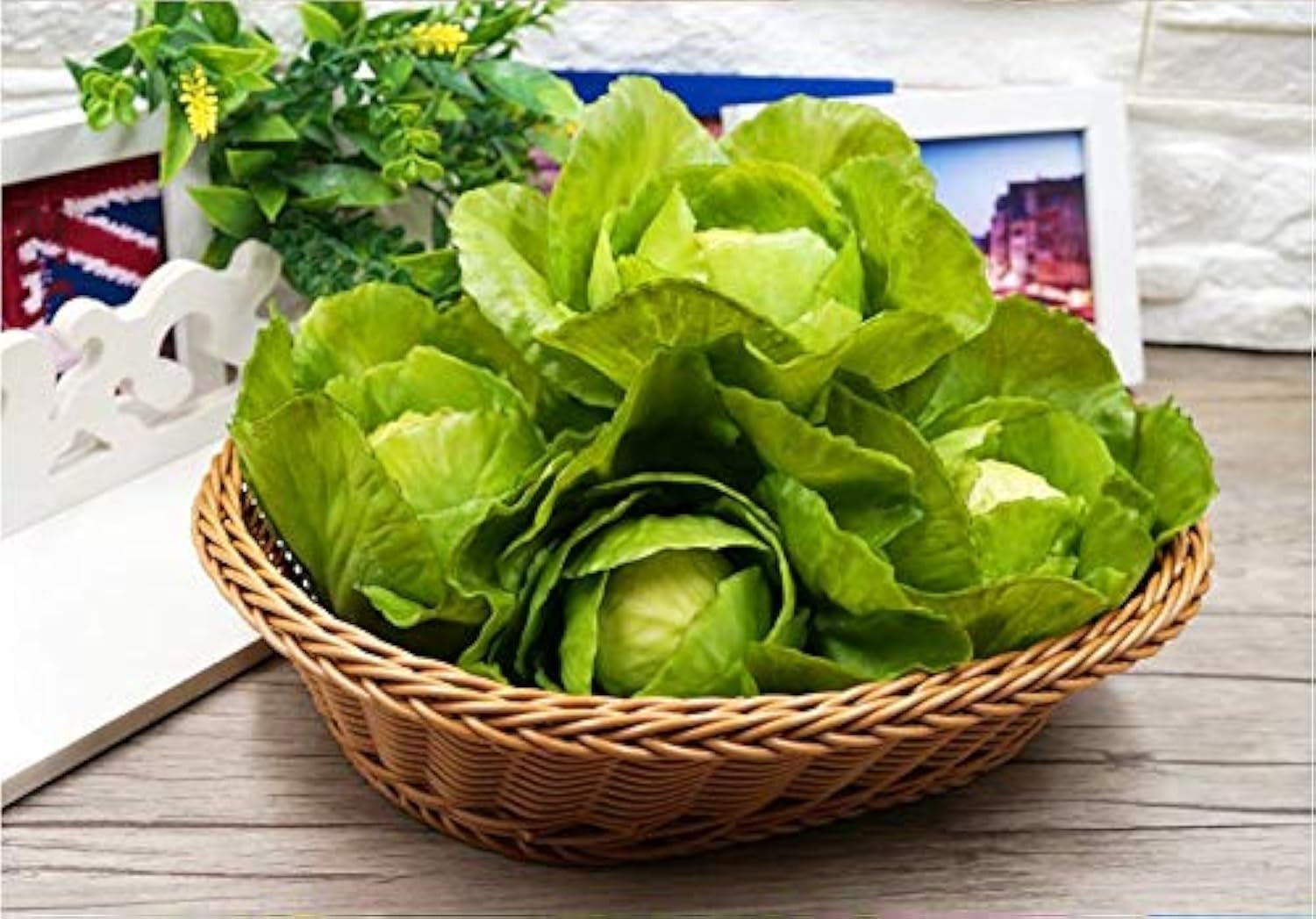 Zzooi Lifelike Artificial Cabbage Head - Realistic Fake Blossomy Cabbage for Kitchen Decor, PVC 3.9x5.1 Inches