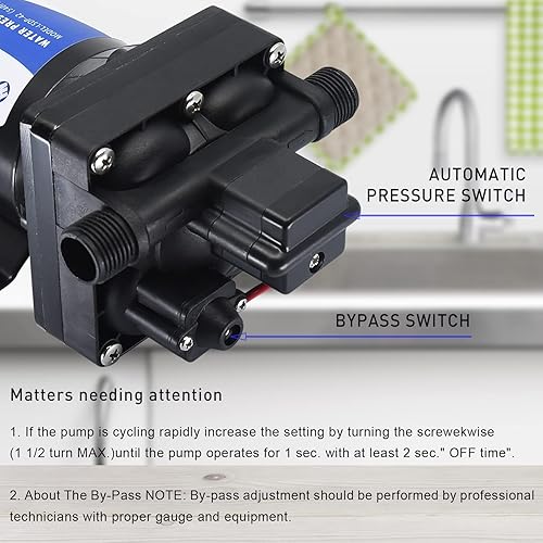 Miniatura 4 de Tdrsuper Bomba de presión de agua, bomba de diafragma de agua de 12 V CC, 5 GPM 70 PSI con enchufe de alimentación, bomba de agua autocebante para