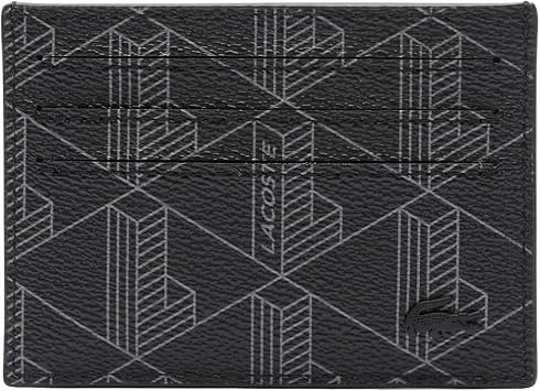 Lacoste Mens The Blend Card Holder, Monogram Noir Gris