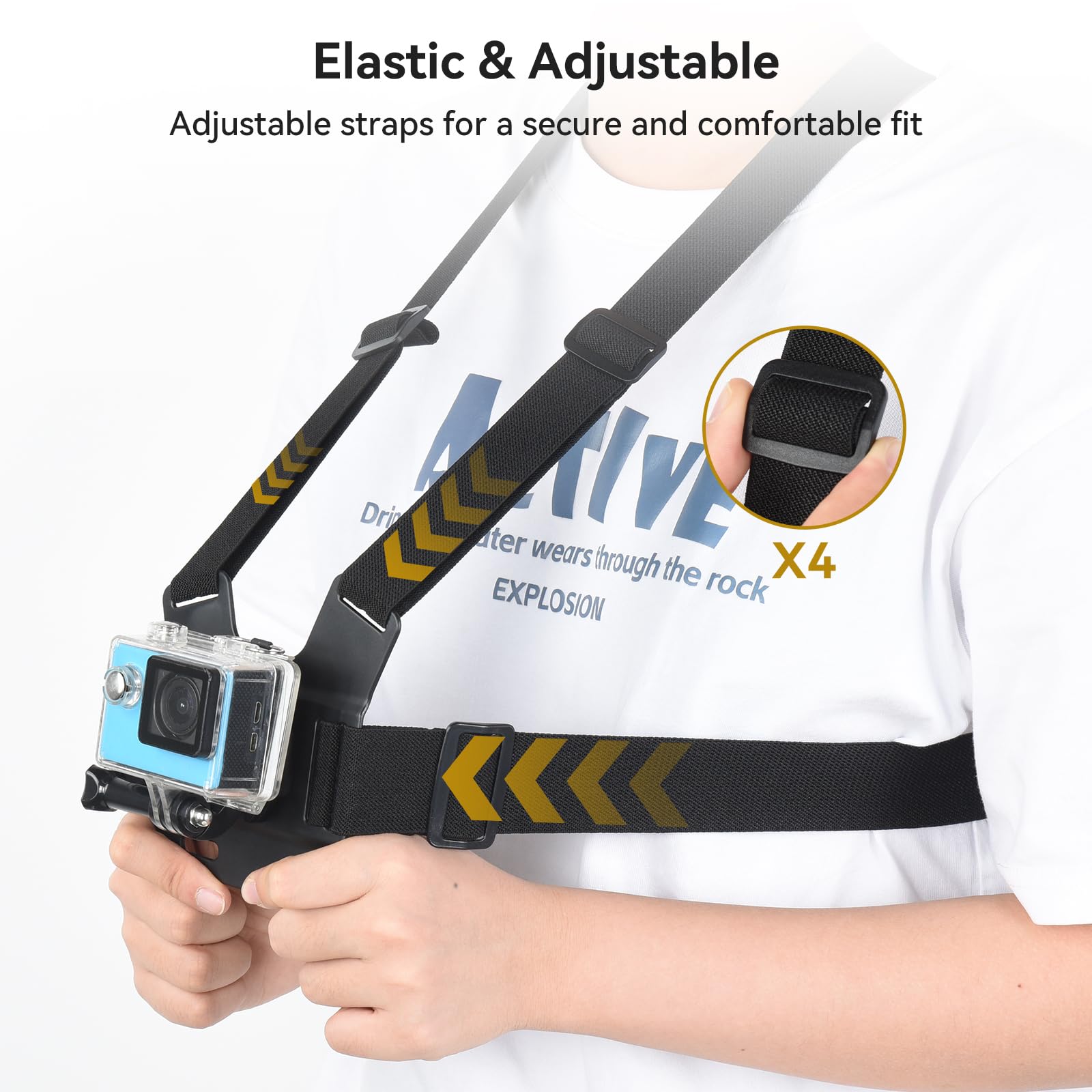 UTEBIT Support de Sangle de Poitrine pour Téléphone Harnais de Fixation Torse Réglable pour Caméras d'action Sangle de Montage Téléphone Compatible avec Gopro pour iPhone pour Samsung