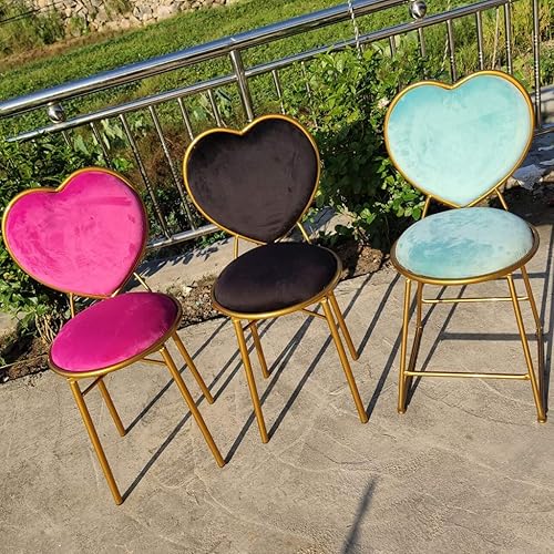 Miniatura 6 de JHSLXD Silla de maquillaje con forma de amor, silla de maquillaje dorada para restaurante, silla de comedor multiusos, silla de salón para niña,