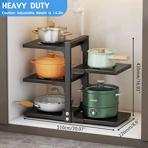 Miniatura 5 de Organizador de ollas y sartenes, organizador de ollas y sartenes de 5 niveles para gabinete, organizador de ollas y sartenes ajustable resistente