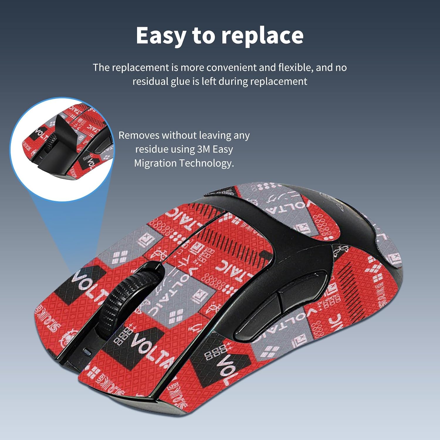 NOUKAJU DIY Mouse Grip Tape Full Coverage, DIY Anti-Slip Stickers (110 * 150MM), Mouse Anti-Sweat Grip, Sweat-Resistant, Easy To Apply, Printed Texture (Red)