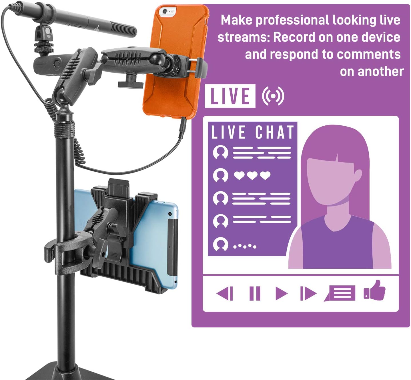 iBOLT Stream-Cast Creator Custom mount kit with over 60 variations- great for live streaming tutorial videos and photos. Great for crafters, bakers, artists- iPhone 11 Pro, Samsung Galaxy S10/ Note 20