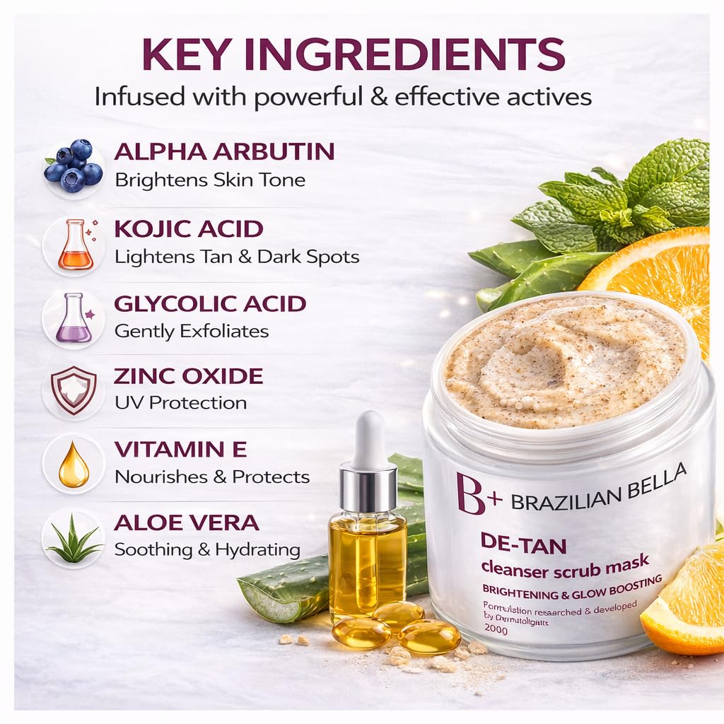 Brazilian Bella Detan Pack For Hands Tan Removal | Sun Tanning Removal Cream for Men & Women | De-Tan Face & Full Body Cream | Natural Ingredients