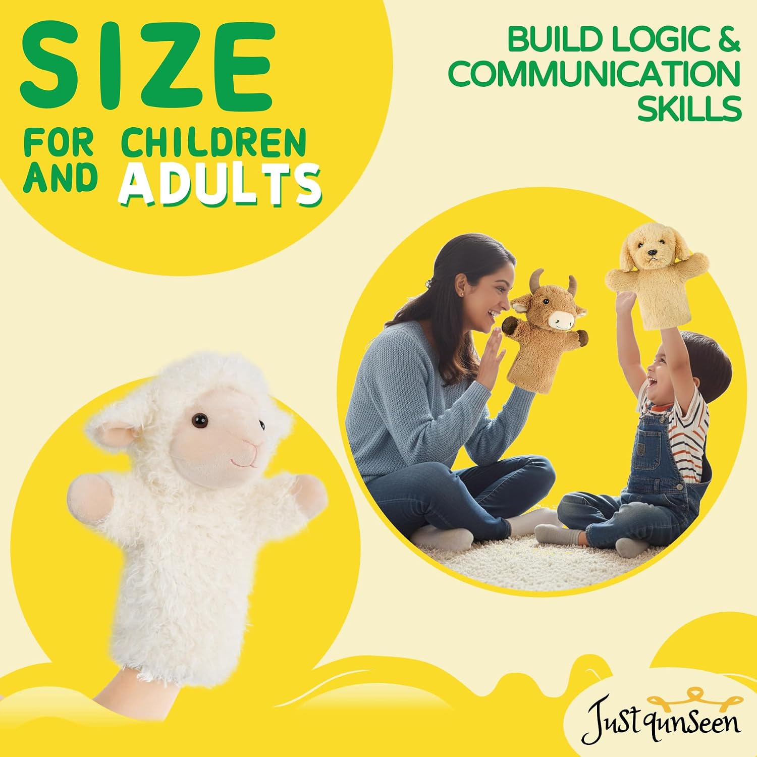 Sheep Hand Puppets Lamb Plush Toy Stuffed Animal Soft Fuzzy for Baby Story Time Safe Washable Stuffed Adult Hands Fit Interactive Play image 4