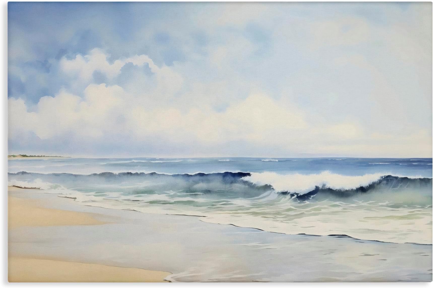 Watercolor Beach Tide Canvas Wall Art Design by LSR Creative Studio, 45 x 30