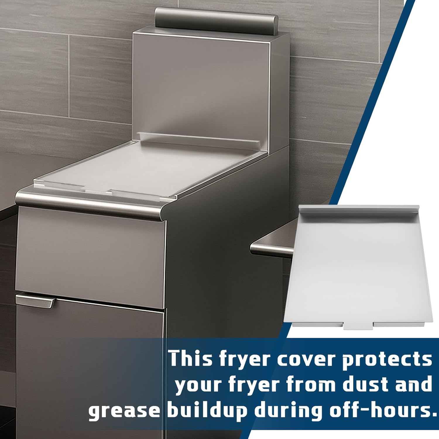 Commercial Deep Fryer Features a Stainless Steel Inner Lid Measuring 22"L x 15.35"W to Prevent Spills, Making It Suitable for Commercial Kitchens and Fast-food Restaurants