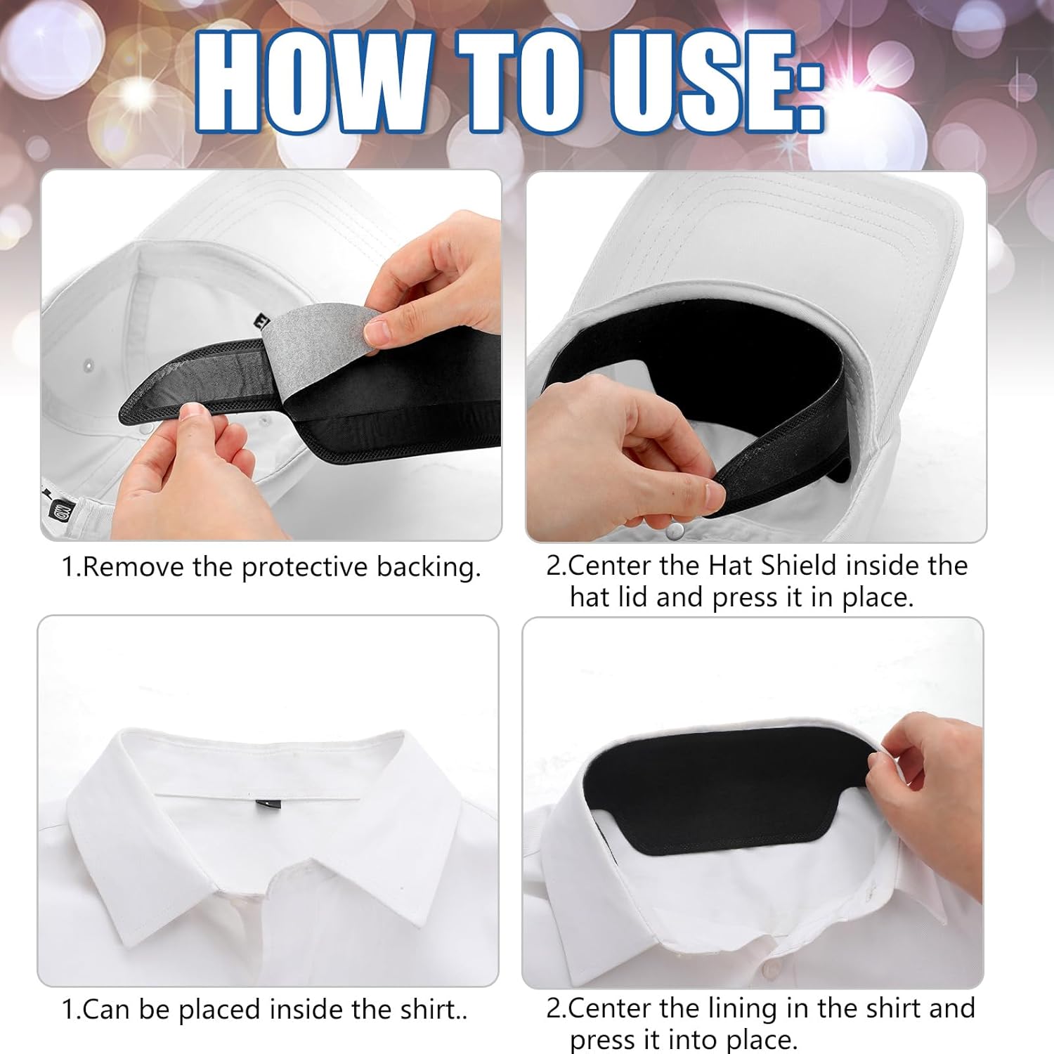 Janmercy 100 Pcs Hat Sweat Liner Disposable Baseball Hat Sweat Protection Liner Men Women Helmet Absorbing Band - Image 3