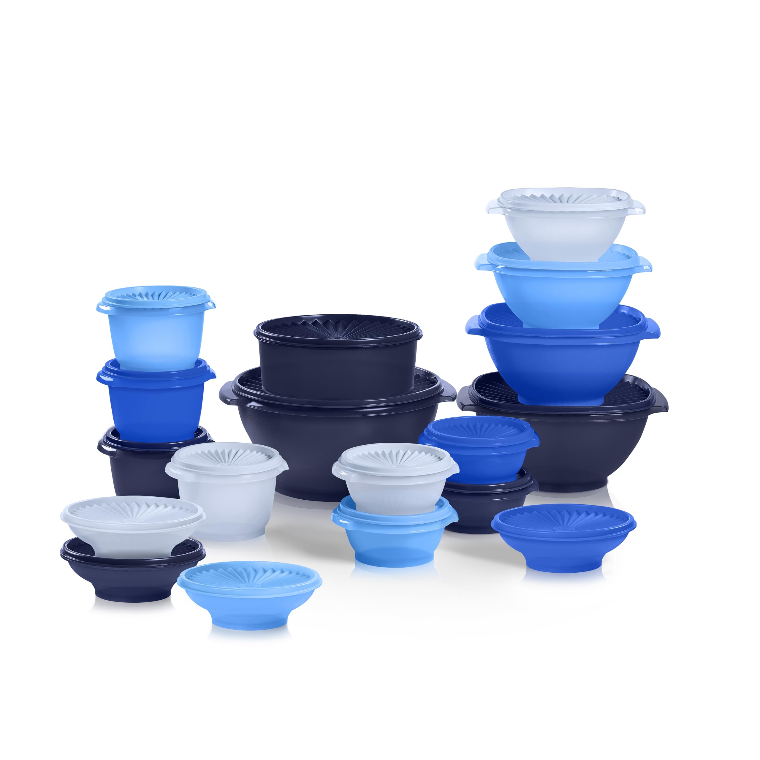 TupperwareHeritage Collection, New 36 Piece Food Storage Container Set in Vintage Blue, Dishwasher Safe and BPA Free (18 containers, 18 lids)