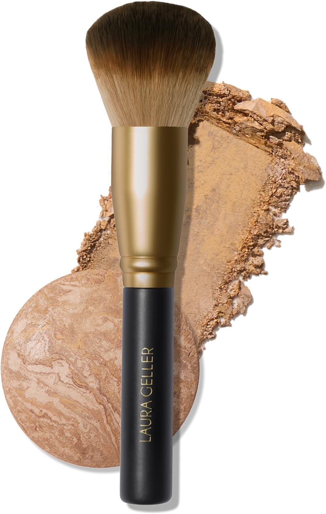 LAURA GELLER NEW YORK Full Face Powder Brush New Design Midnight Black Wooden Handle