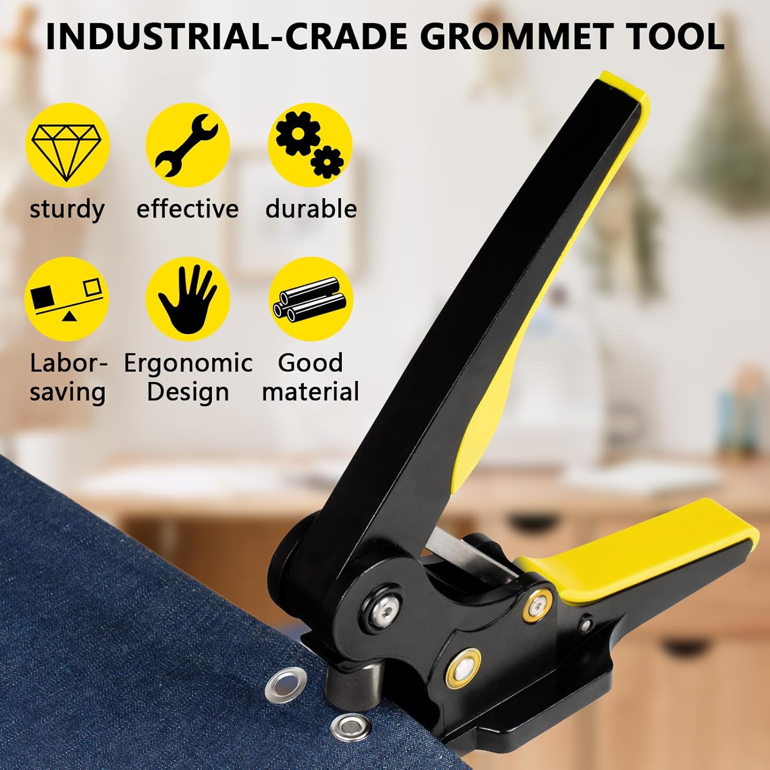 ZONG LAN Hand Press Heavy Duty Grommet Tool Kit Eyelet Machine Punch Tool Kit with 3 Dies of 5/16" 3/8" 1/2" and 900 Set Silver Metal Grommets for Tarp Leather Fabric Curtains