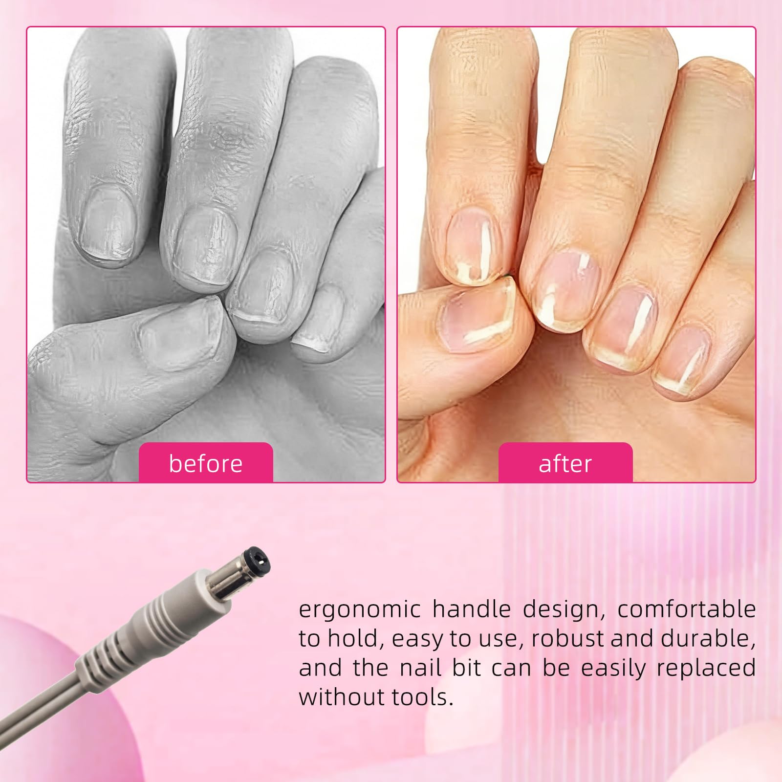 Fresa per Unghie, Motore per Manicure e Pedicure, Lima Elettrica Corpo Macchina senza Punte, per Nail Art (rosa)