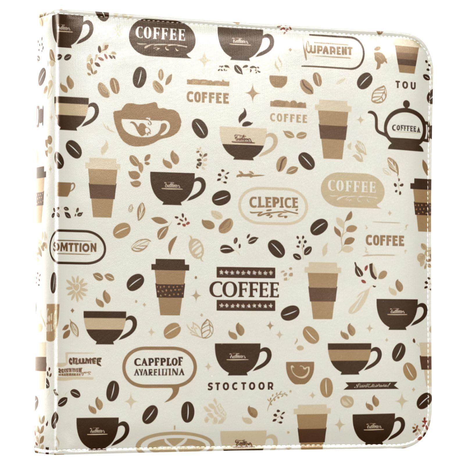 Kigai Cafe Pattern Photo Album Self Adhesive Scrapbook Album Leather Cover DIY Picture Scrap Book with 20 Adhesive Sheets, 11.8x24x0.8 inch