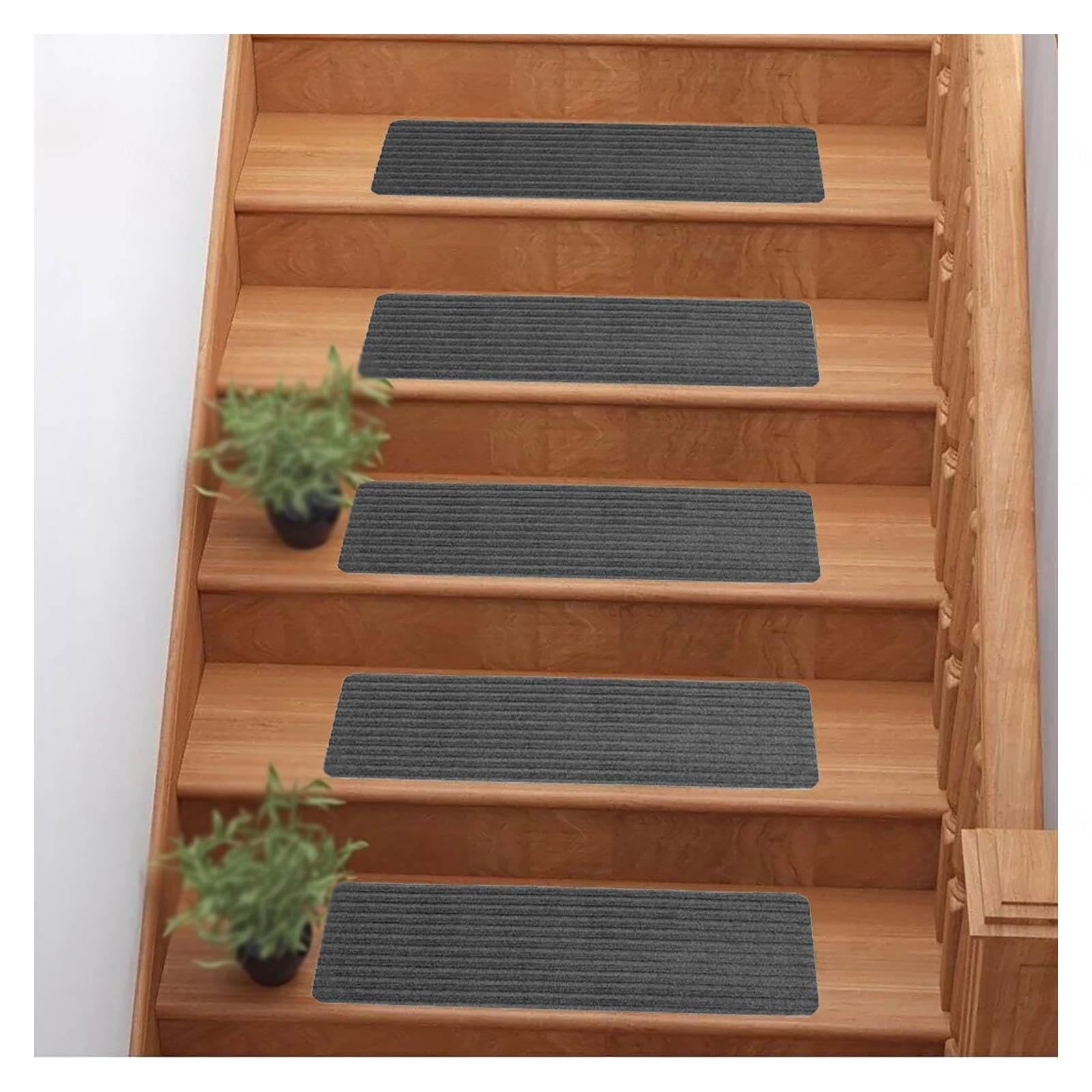 Lot de 15 bandes antidérapantes réutilisables pour marches d'escalier - 20 x 76 cm - Gris foncé - Idéales pour les marches intérieures et extérieures, les garages, les terrasses, les tapis de traction