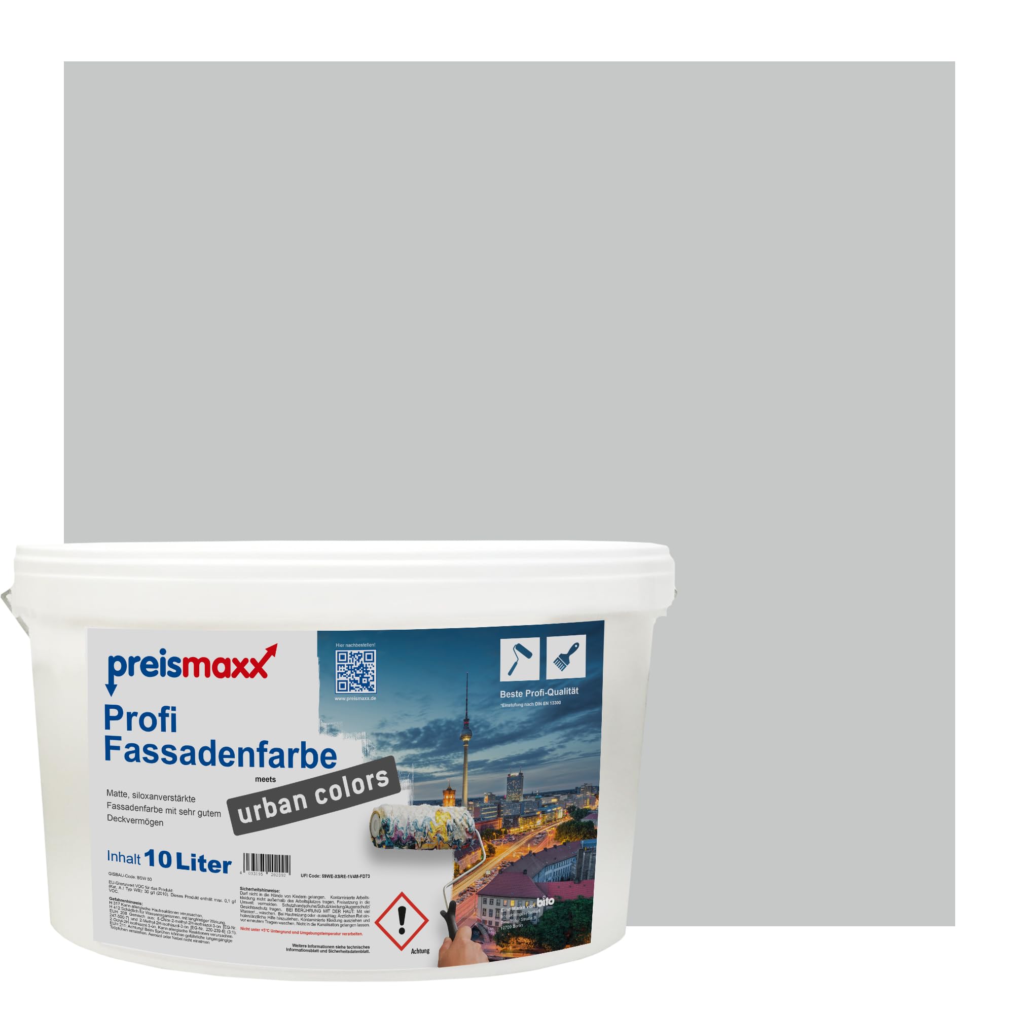 Preismaxx Profi Fassadenfarbe Grau Steingrau silikonharzverstärkt aussen 10l