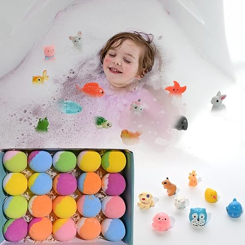 Miniatura 3 de Bombas de baño para niños con sorpresa en el interior para niñas y niños, paquete de 20 bombas de baño, juego de regalo de bombas de baño hechas a