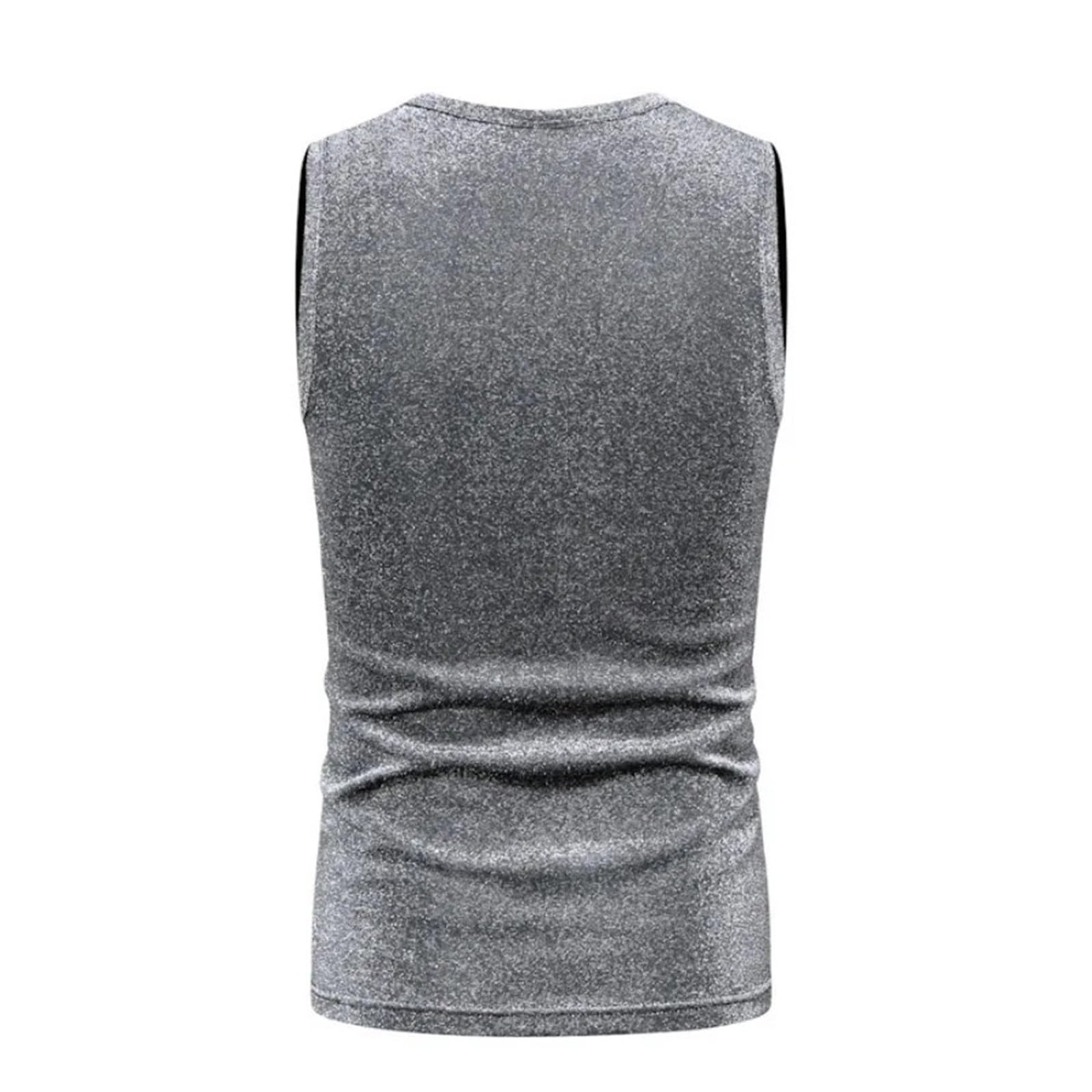 Sommer Herren Funkelnde Casual Weste O-Ausschnitt ärmellose Stamping T-Shirts Retro Disco Nachtclub Tank Tops männlich Für Fitness und Training