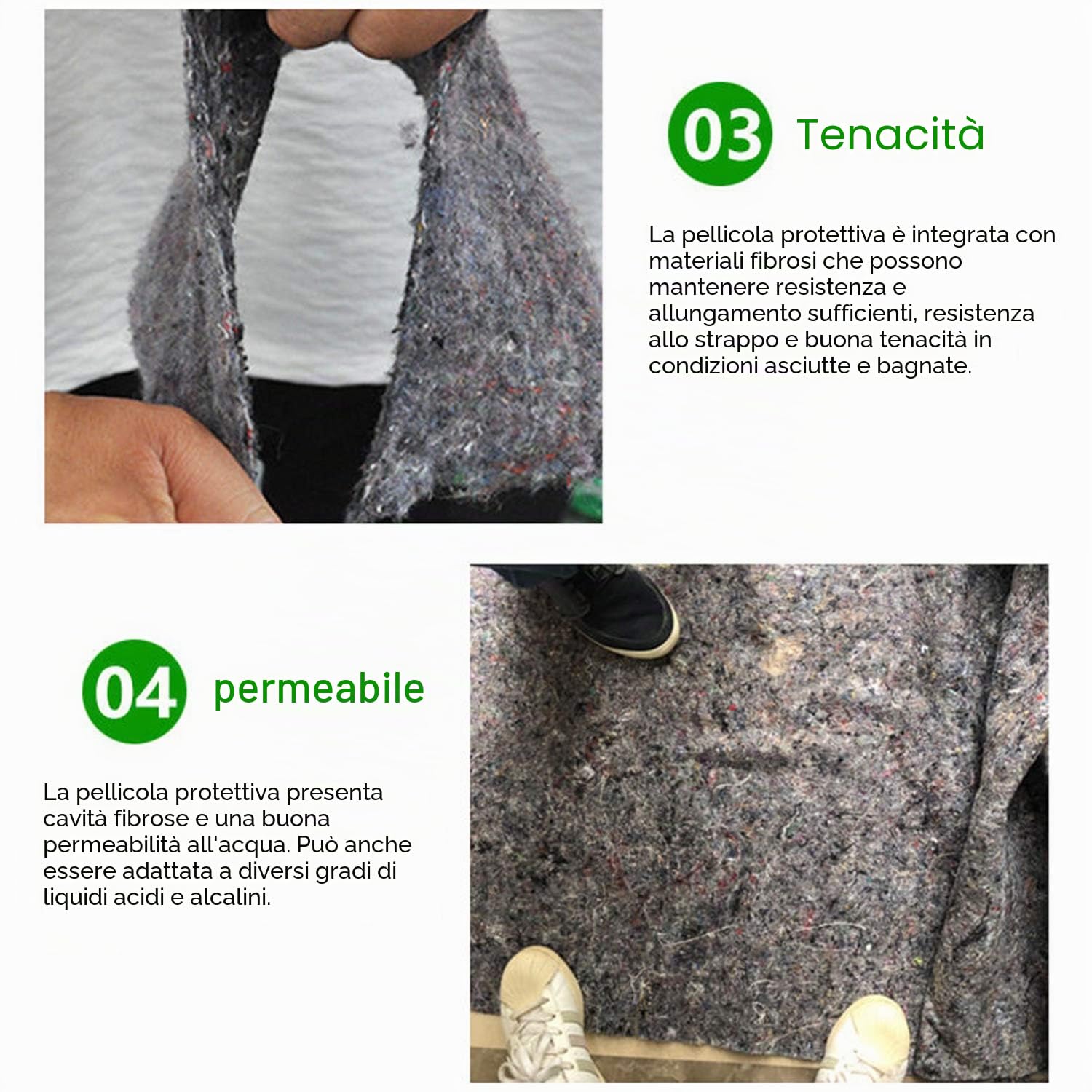 Froadp - Tessuto non tessuto per imbiancheria, 50 m2, con rivestimento antiscivolo in PE, 180 g/m2, protezione per pavimenti, tappezzeria e pittura