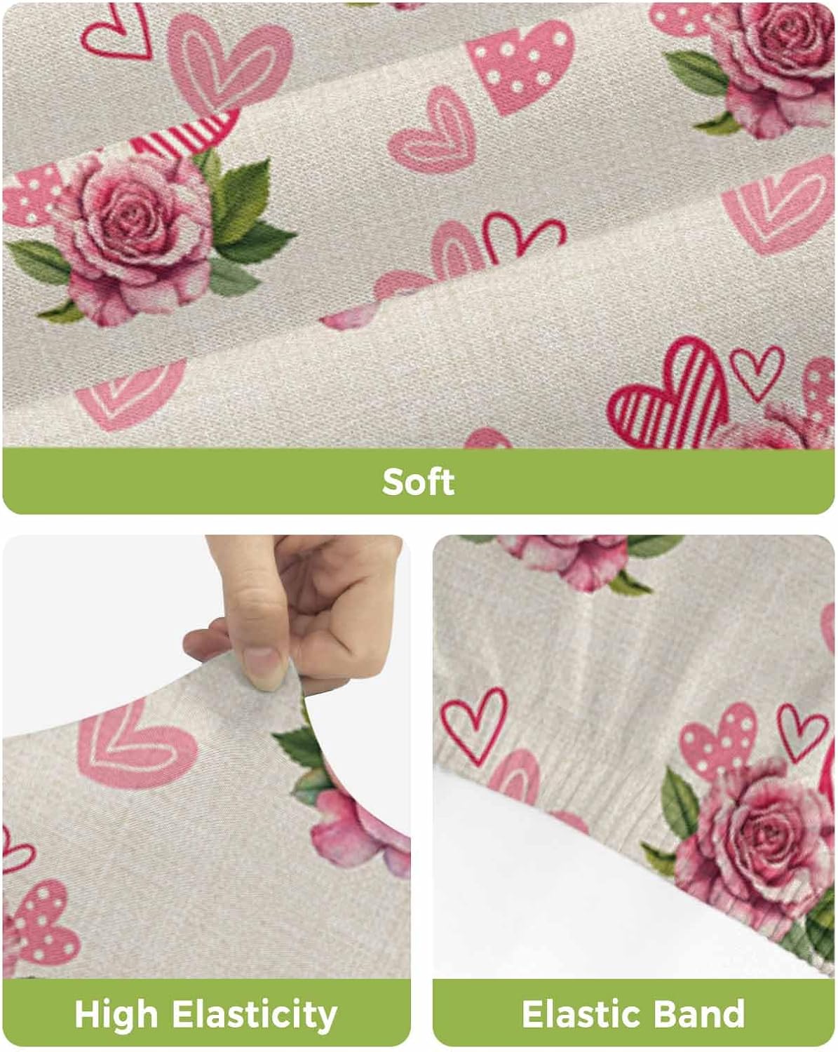 椅子カバー バレンタイン バラの花 ロマン ベージュ チェアカバー 4枚セット ストレッチ 取り外し可能 背もたれ付き バースツール