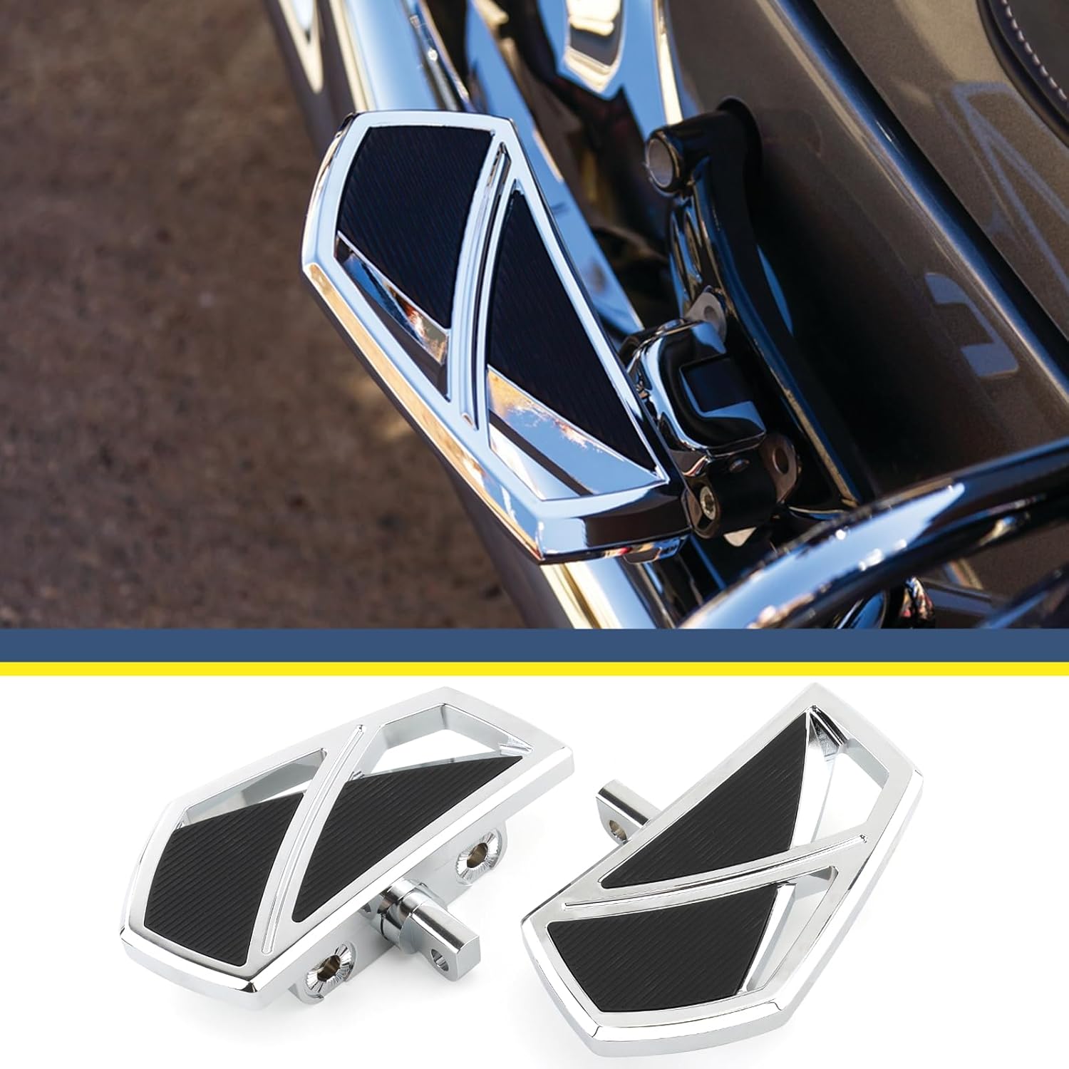 Motorcycle Mini Floorboards Phantom Foot Pegs Male Mount Style Footrests Fit for Harley Dyna Touring Road King Street Glide Road Glide Sportster 883 Softail Fat Boy Universal