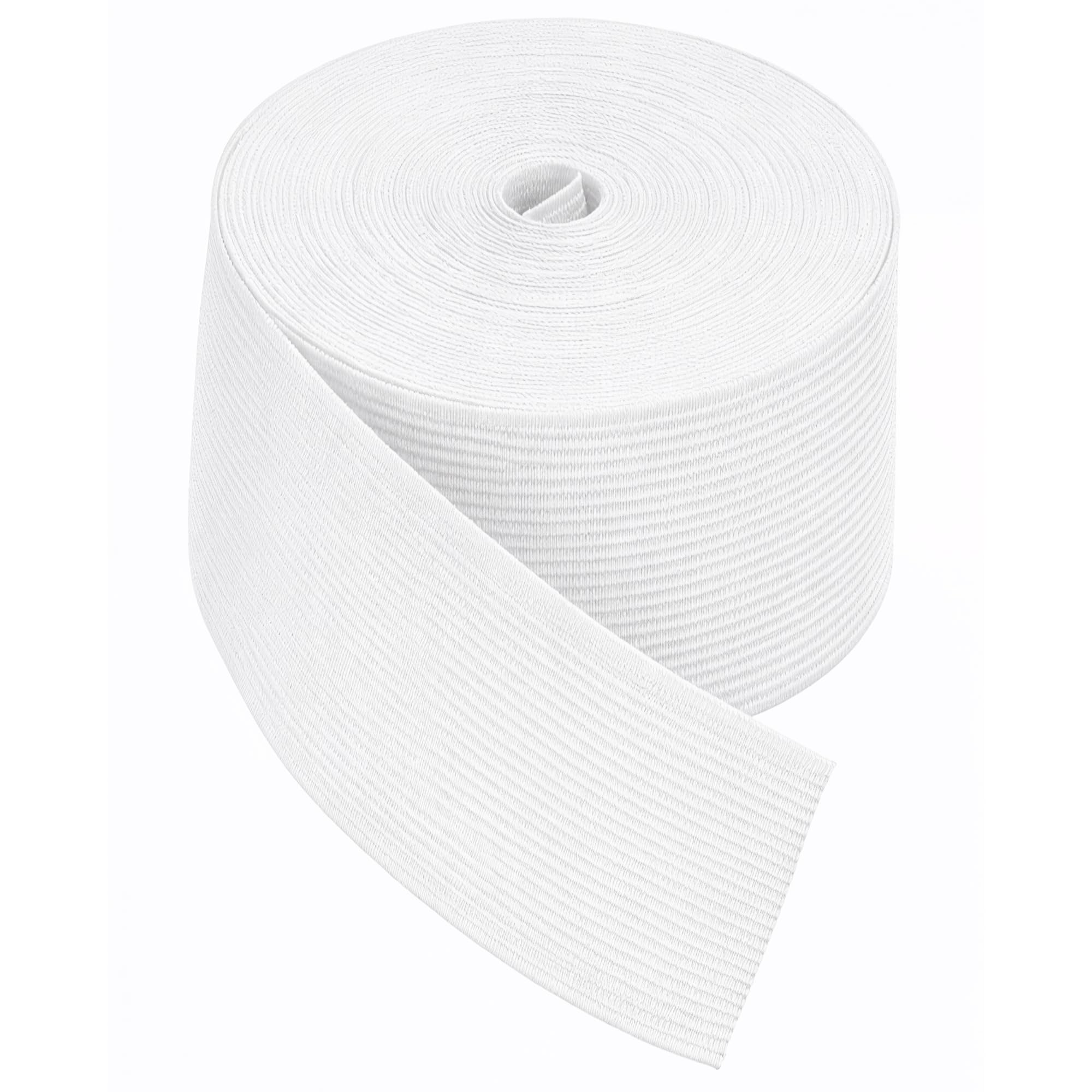 WedDecor Flat Elastic Band Heavy Stretch Elastic Band for Sewing Crafts Accessories, Webbing Garment, Fabric, Dressmaking, 75mm Wide, 25 metres Long, White
