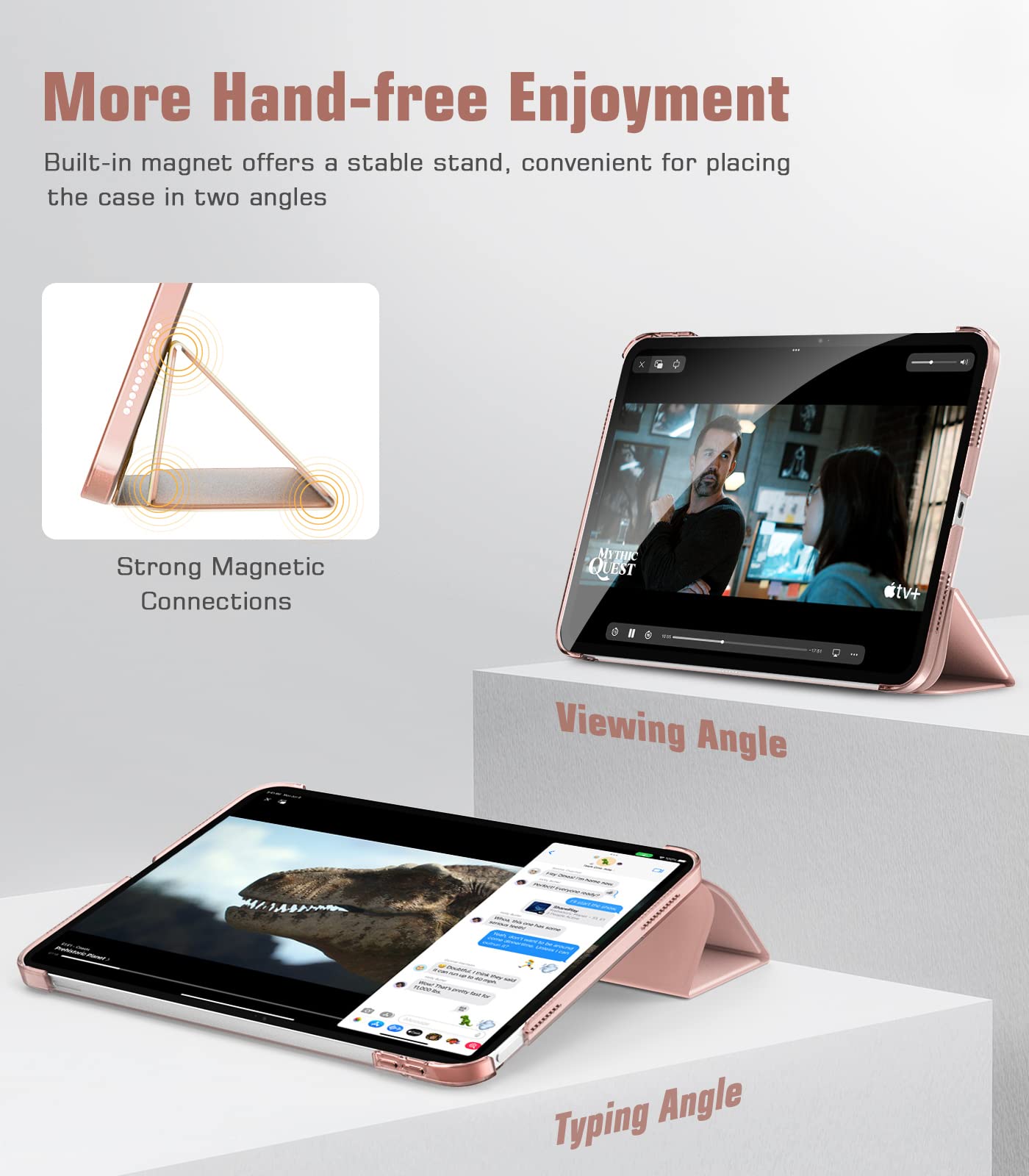 TiMOVO Custodia per Tablet Compatibile con iPad 10 Generazione 10,9" 2022, iPad 10 Cover con Retro in PC Rigido Semi-Trasparente, Funzione di Auto Sveglia/Sonno, Oro Rosa