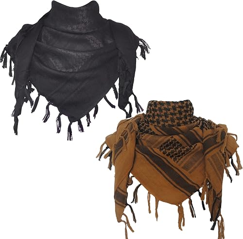 Explore Land Shemagh Bufanda de Moda, Negro, marrón Coyote, Talla única Unisex A