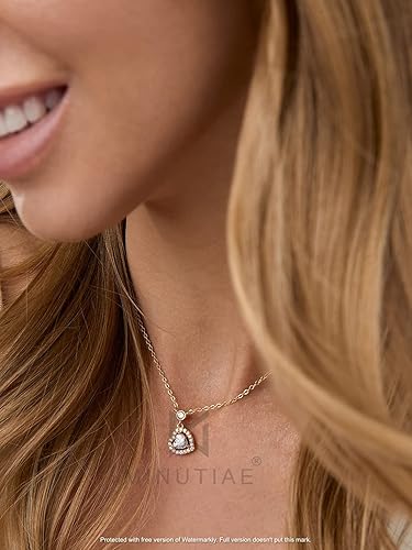 MINUTIAE Love Heart Shape With White Cubic Zirconium Diamond Pendant Necklace for Girls And Women with Extendable Chain