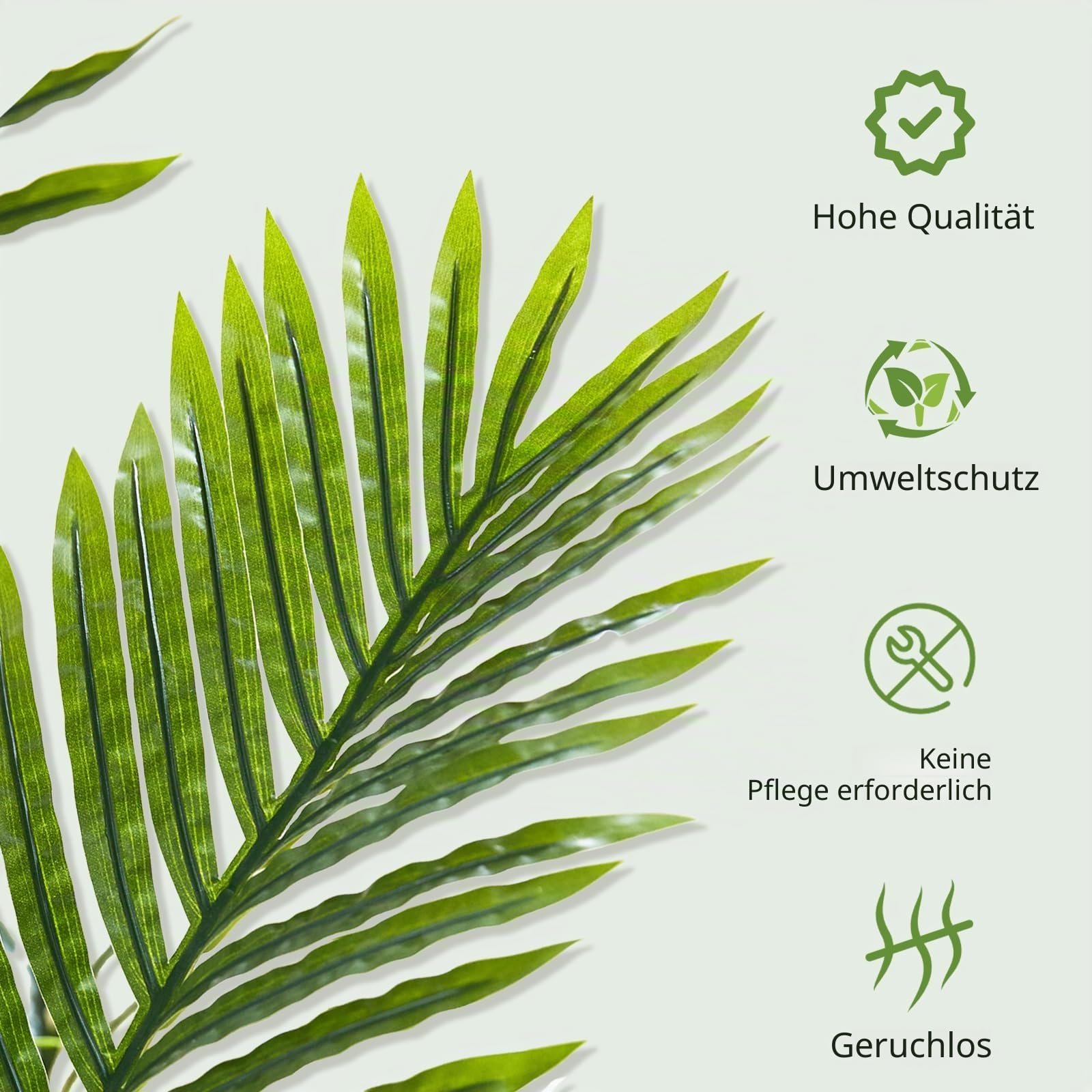 Künstliche Pflanzen 120cm, Kunstpflanze Palme Groß im Schwarzer Topf | Kunstpalme mit 13 Blätter | Kunstpflanzen wie echt für Zimmer Wohnzimmer Schlafzimmer Büro Balkon Innen Dekoration