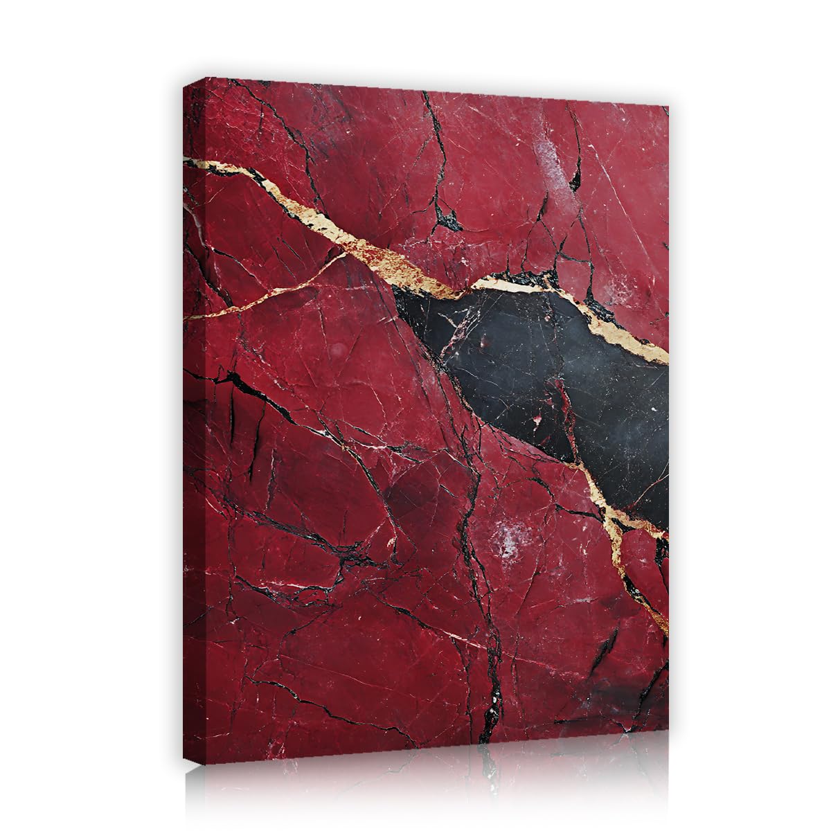 TOANGWALL Abstract Marble Framed Canvas Wall Art Living Room Luxury Crimson Stone Picture Artwork for Bedroom Office Gallery Wall Decor 50x60cm