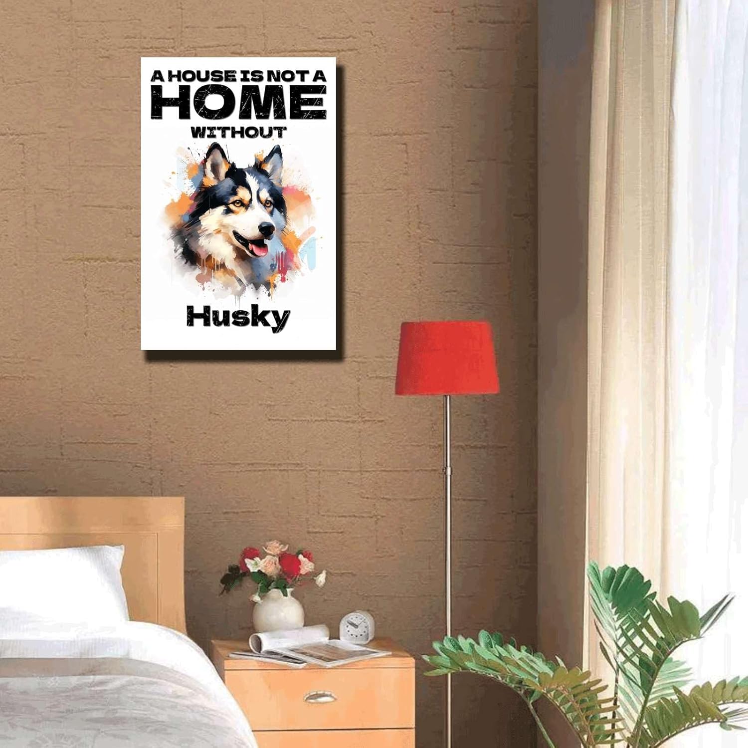 Ymyoo Canvas Painting Wall Art Print A House Is Not A Home Without Husky Large Canvas Wall Art Home Decor For Garden 24×36 Inches Without Frame