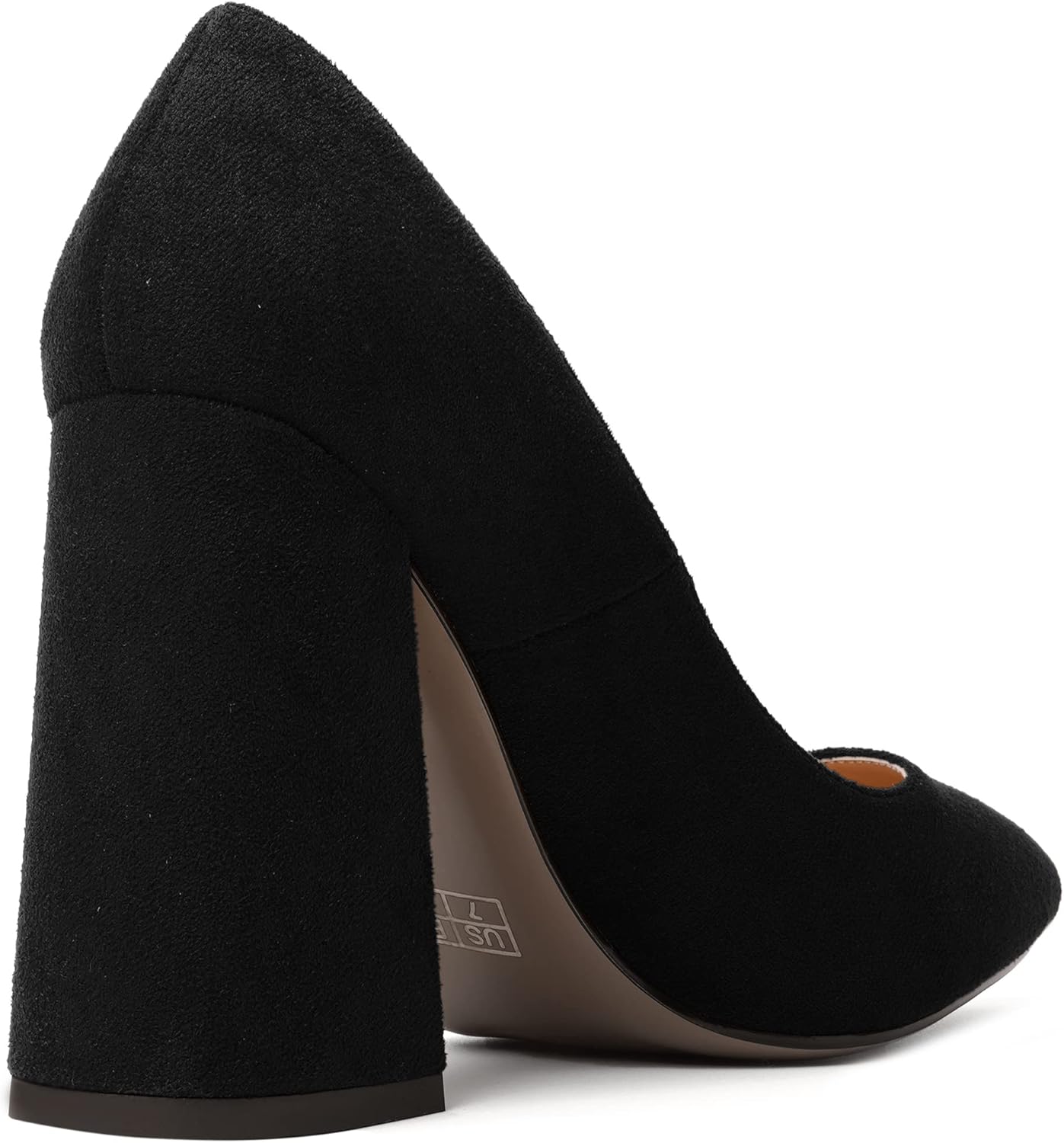 SKYSTERRY Womens Suede Business Slip On Pointed Toe Casual Block High Heel Pumps Shoes 4 Inch