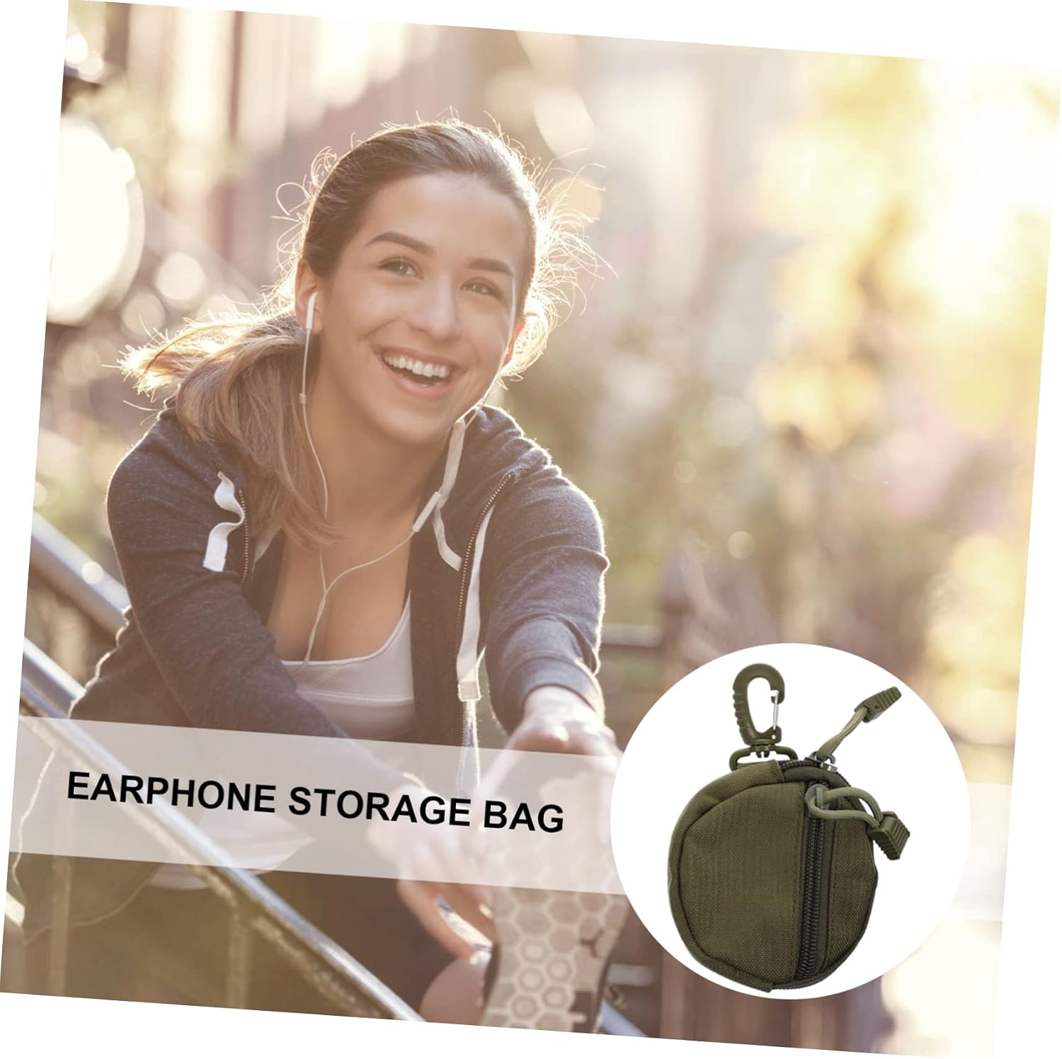 YARNOW Quality Polyester Sports Headphone Bag Zipper Design for Hiking Travel and Outdoor Activities