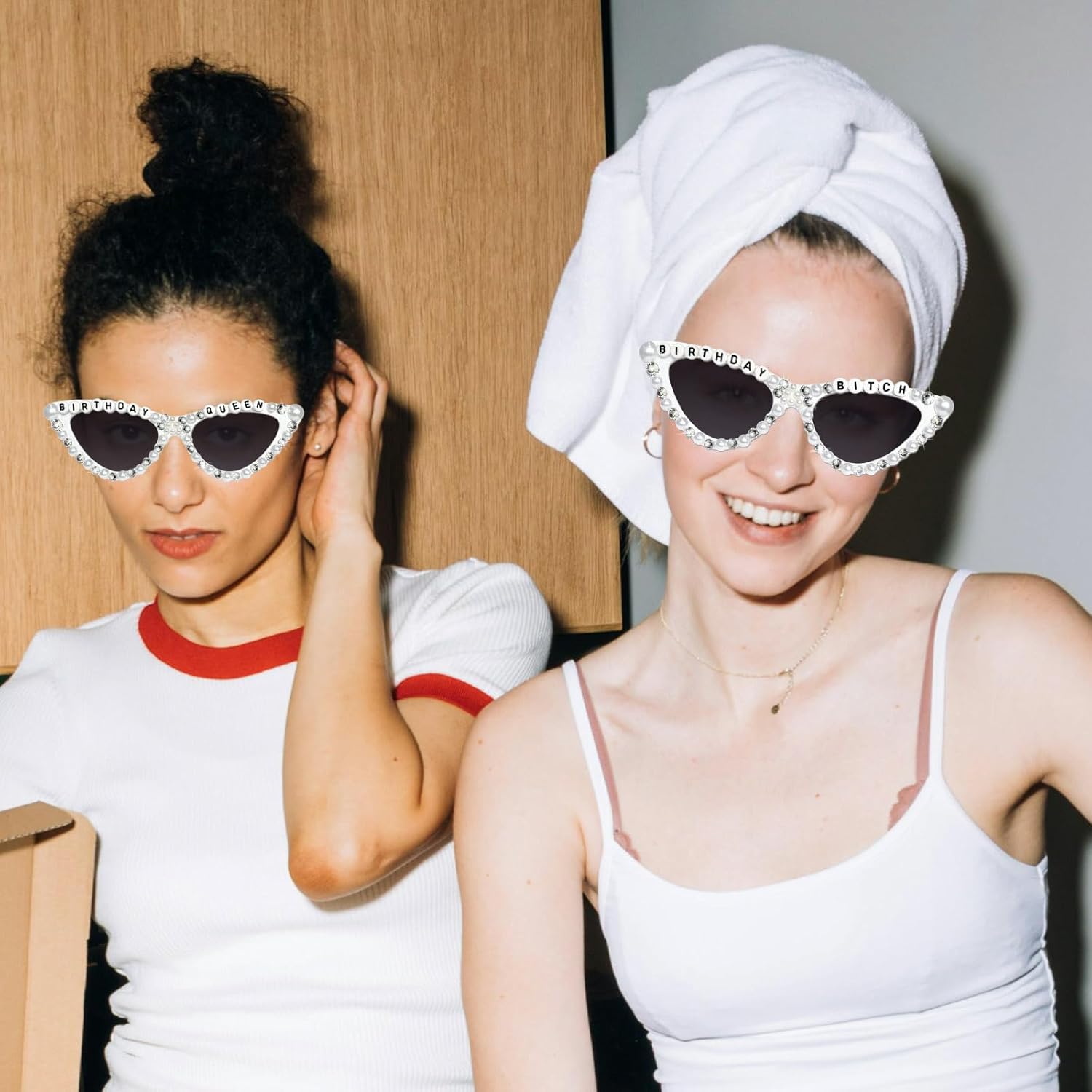 Birthday Girl Sunglasses for Women, White Birthday Bitch Glasses Shiny Bling Diamond Pearl Sunglasses Outfit Decorations for Women Girl Party Gifts Supplies Accessories Favors - Image 7